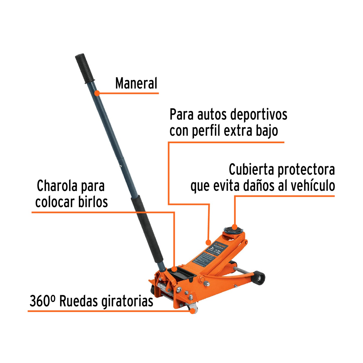 Gato de patín profesional, 3 toneladas, elevación rápida