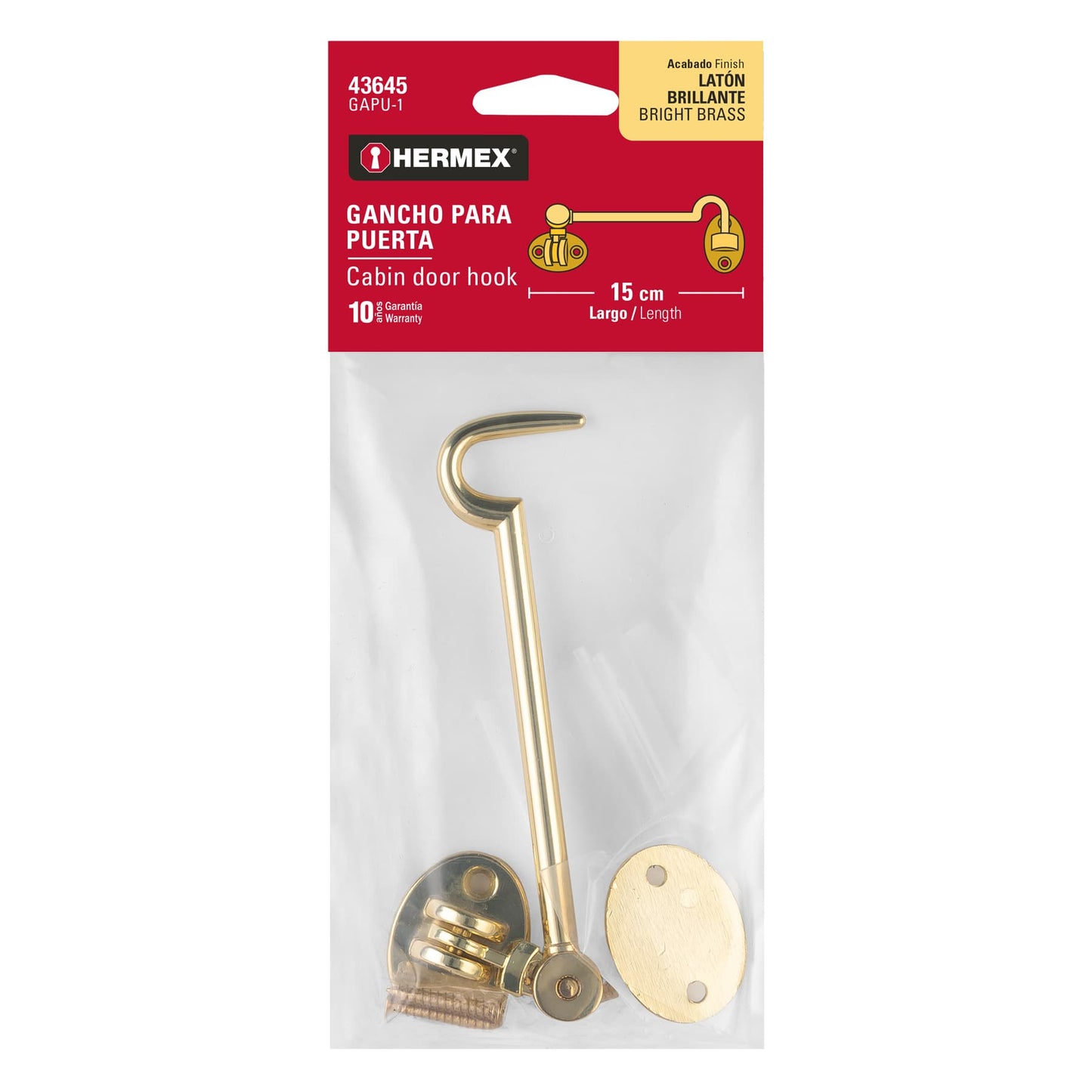 Gancho para puerta de latón