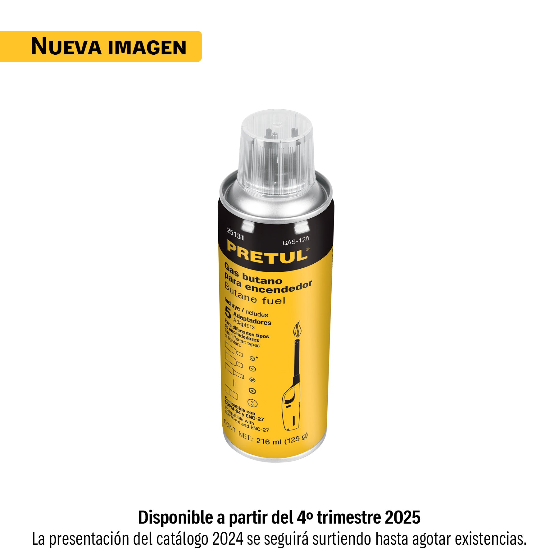 Lata de gas butano para encendedor, 125 ml