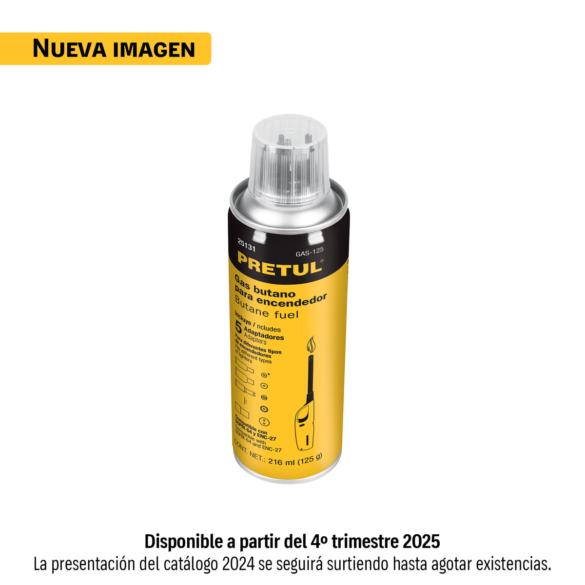 Lata de gas butano para encendedor, 125 ml