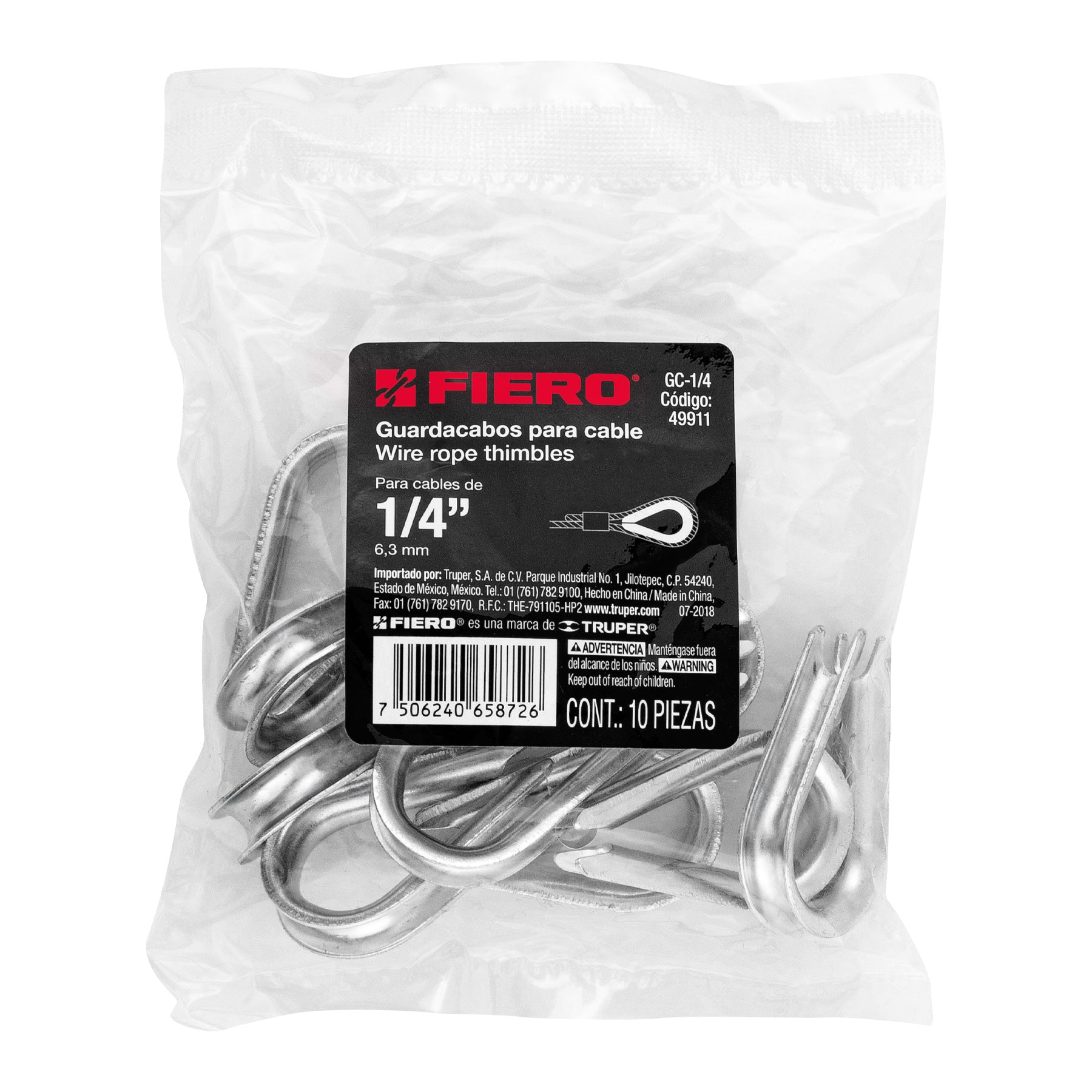 Guardacabo galvanizado 1/4"