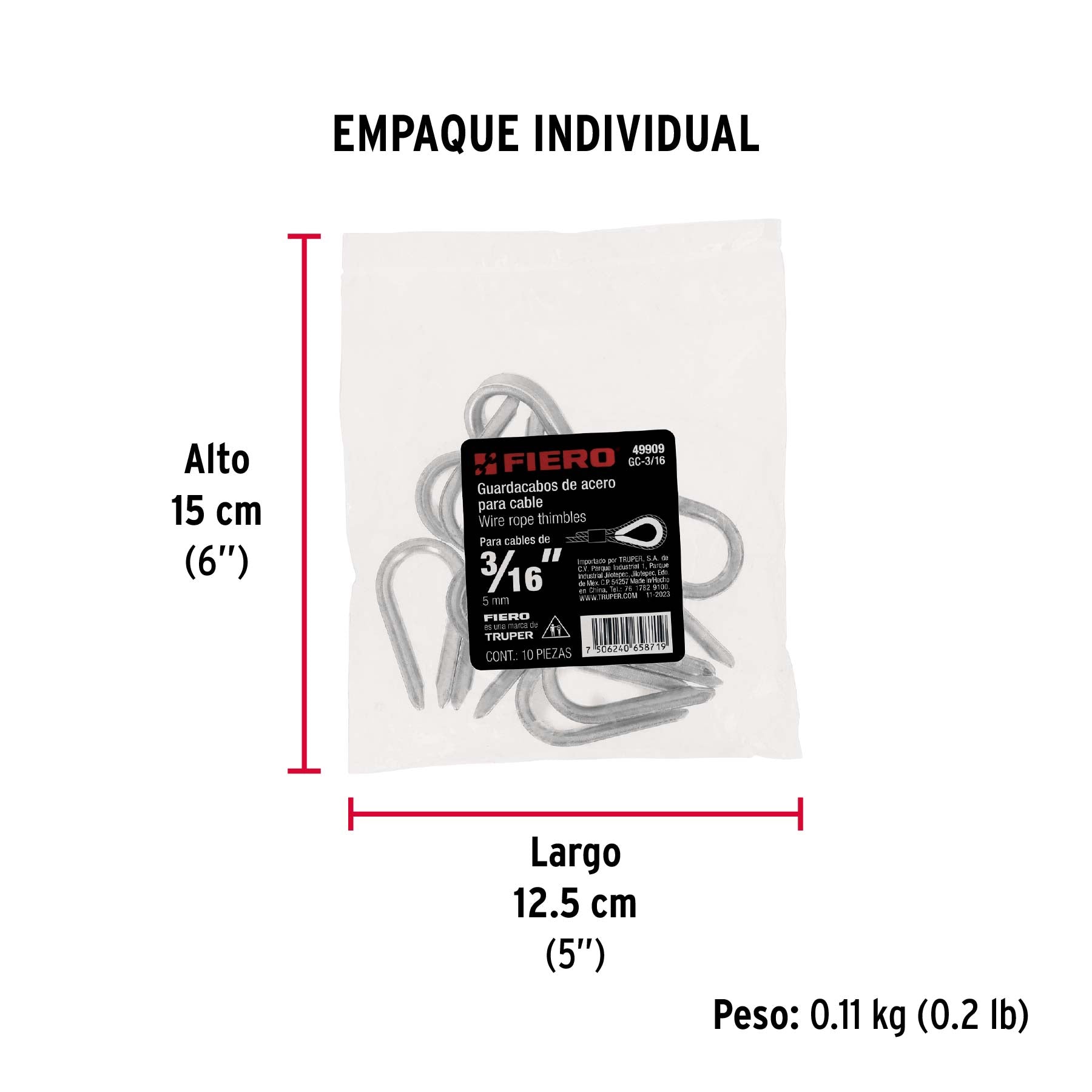 Guardacabo galvanizado 3/16"