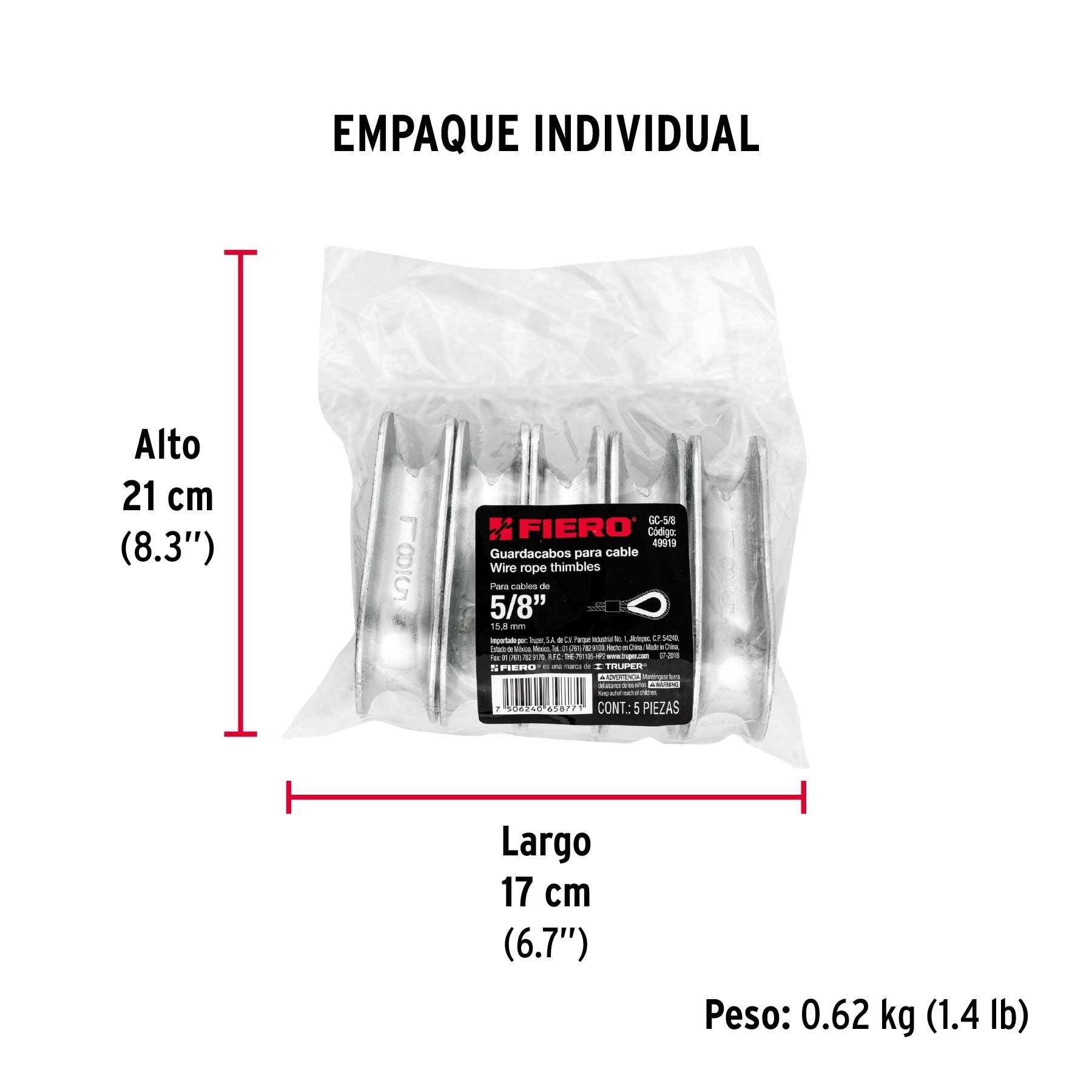 Guardacabo galvanizado 5/8"