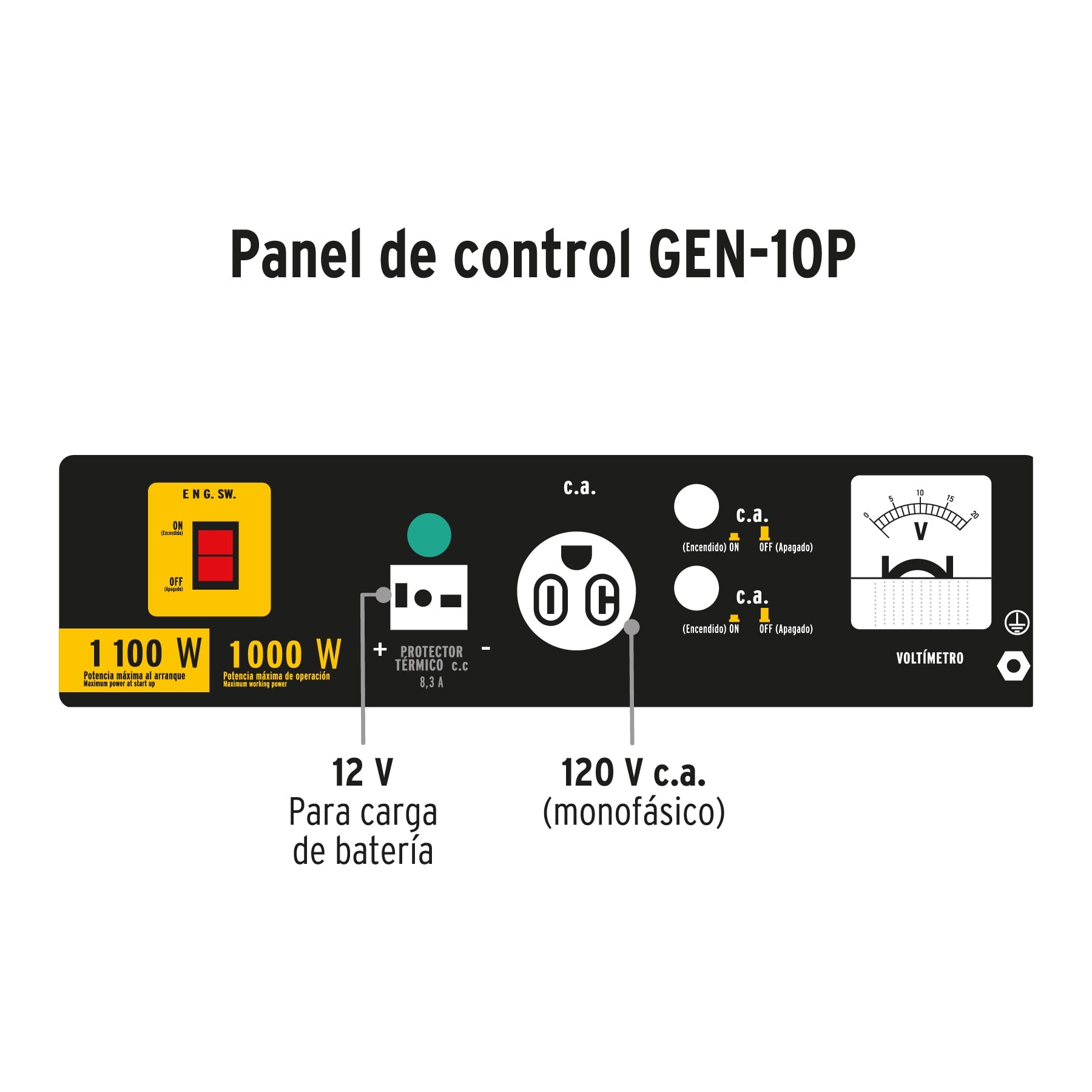 Generador eléctrico a gasolina, 1,000 w, Pretul