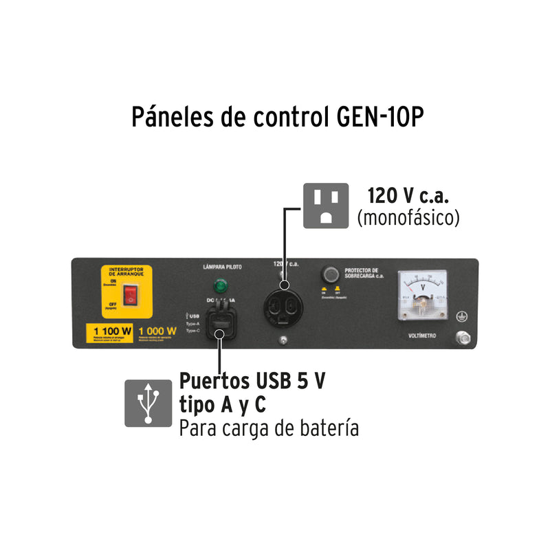 Generador eléctrico a gasolina, 1,000 w, Pretul