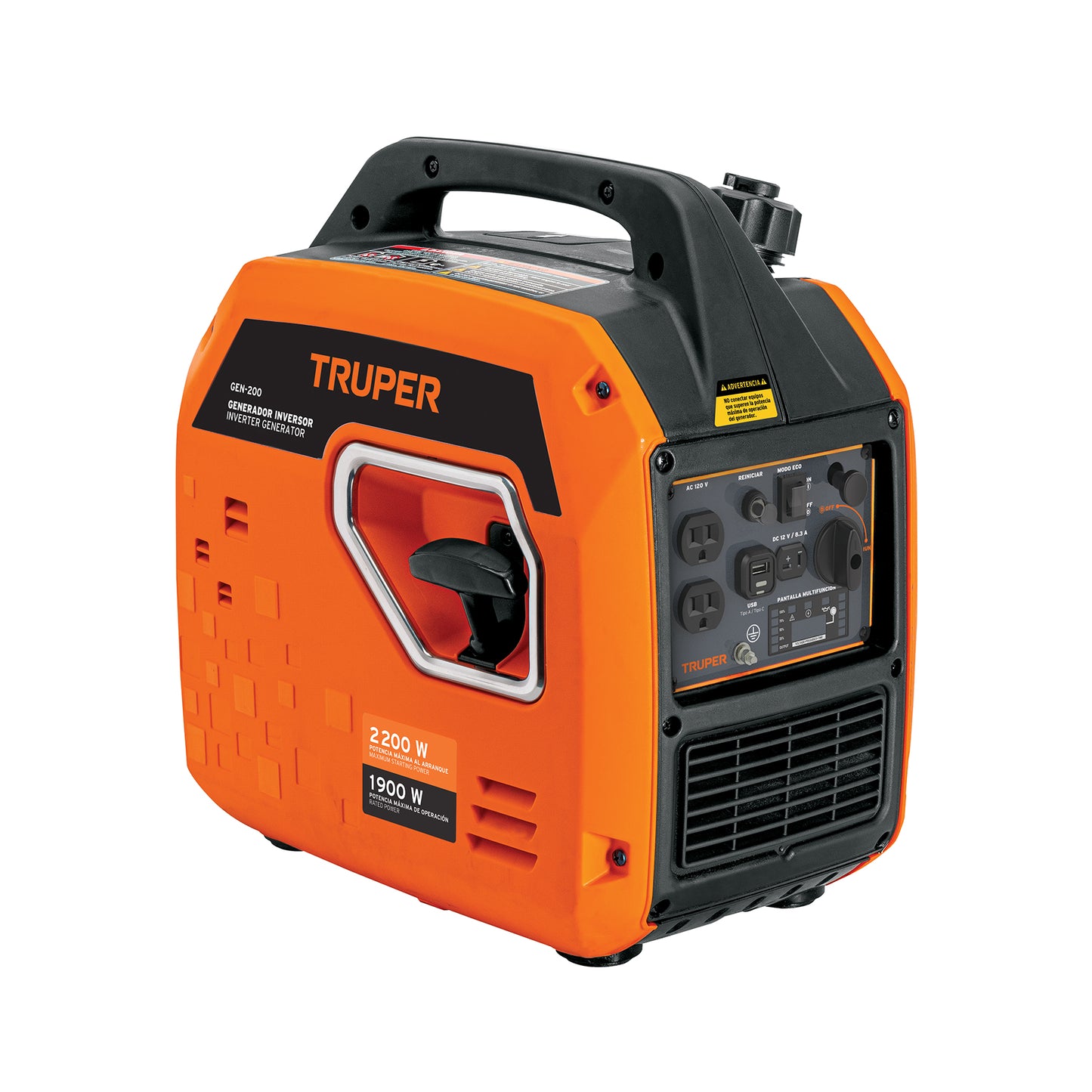 Generador silencioso inverter 2200W, 80 cc, encendido manual