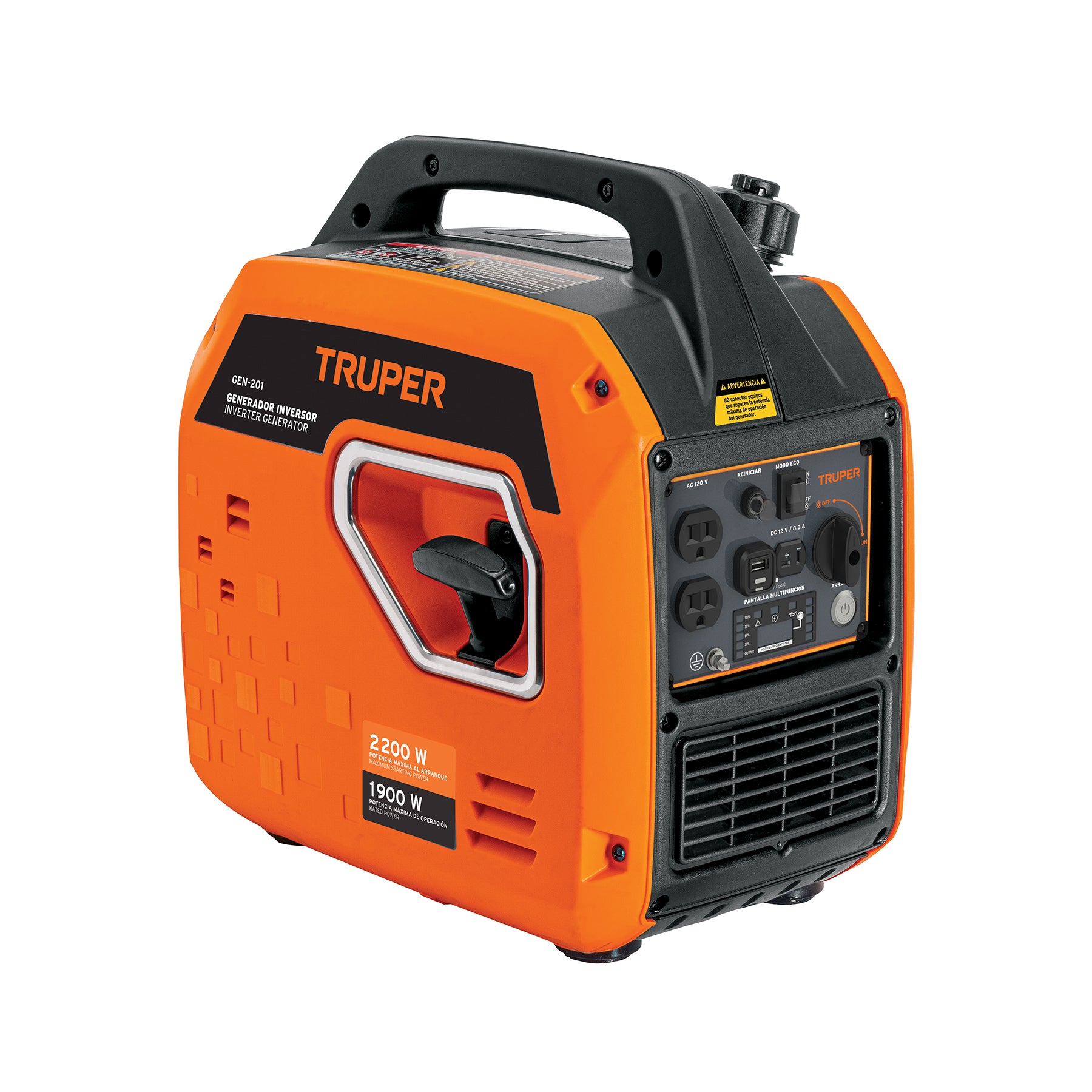 Generador silencioso inverter 2200W, 80 cc, enc. electrónico