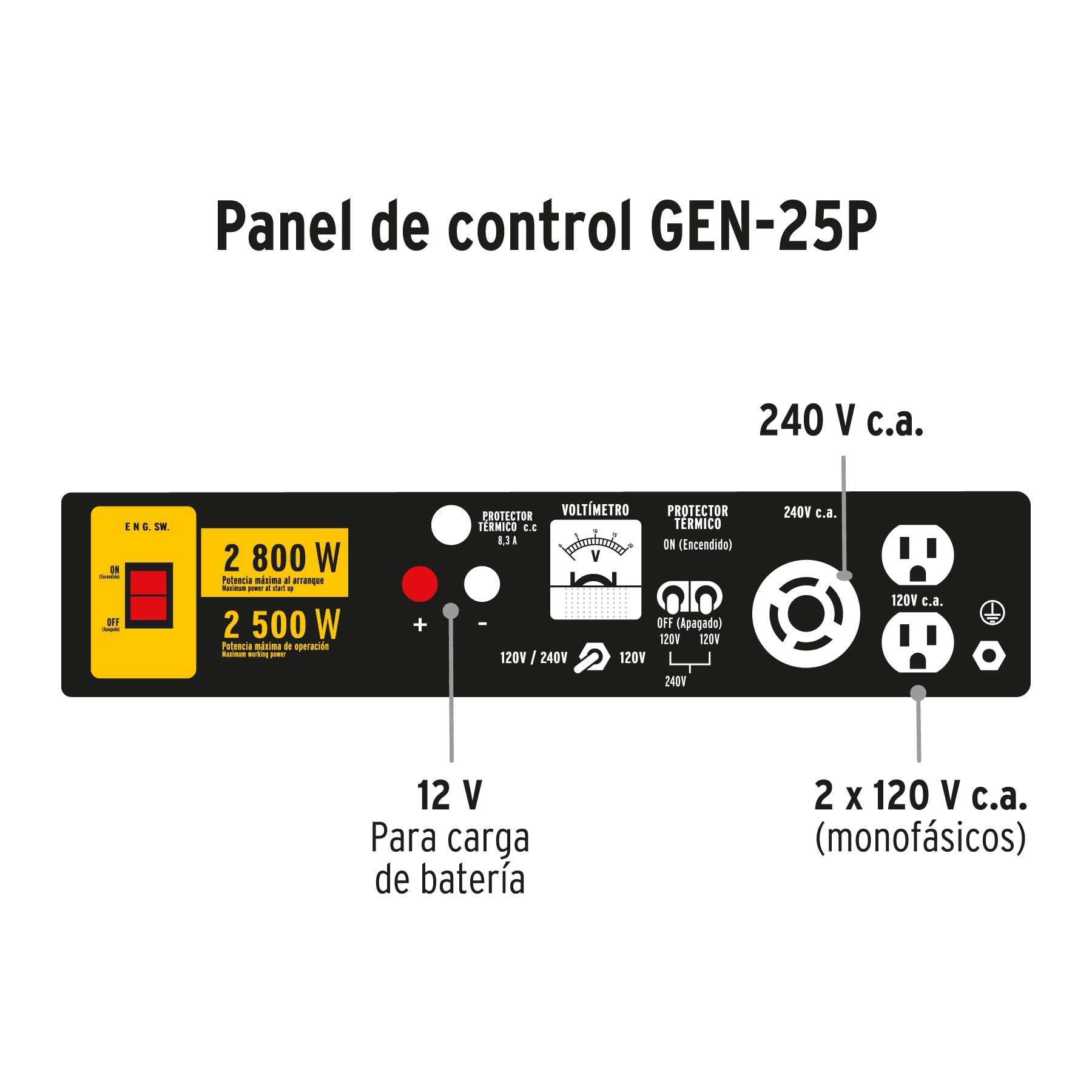 Generador eléctrico a gasolina, 2,500 w, Pretul