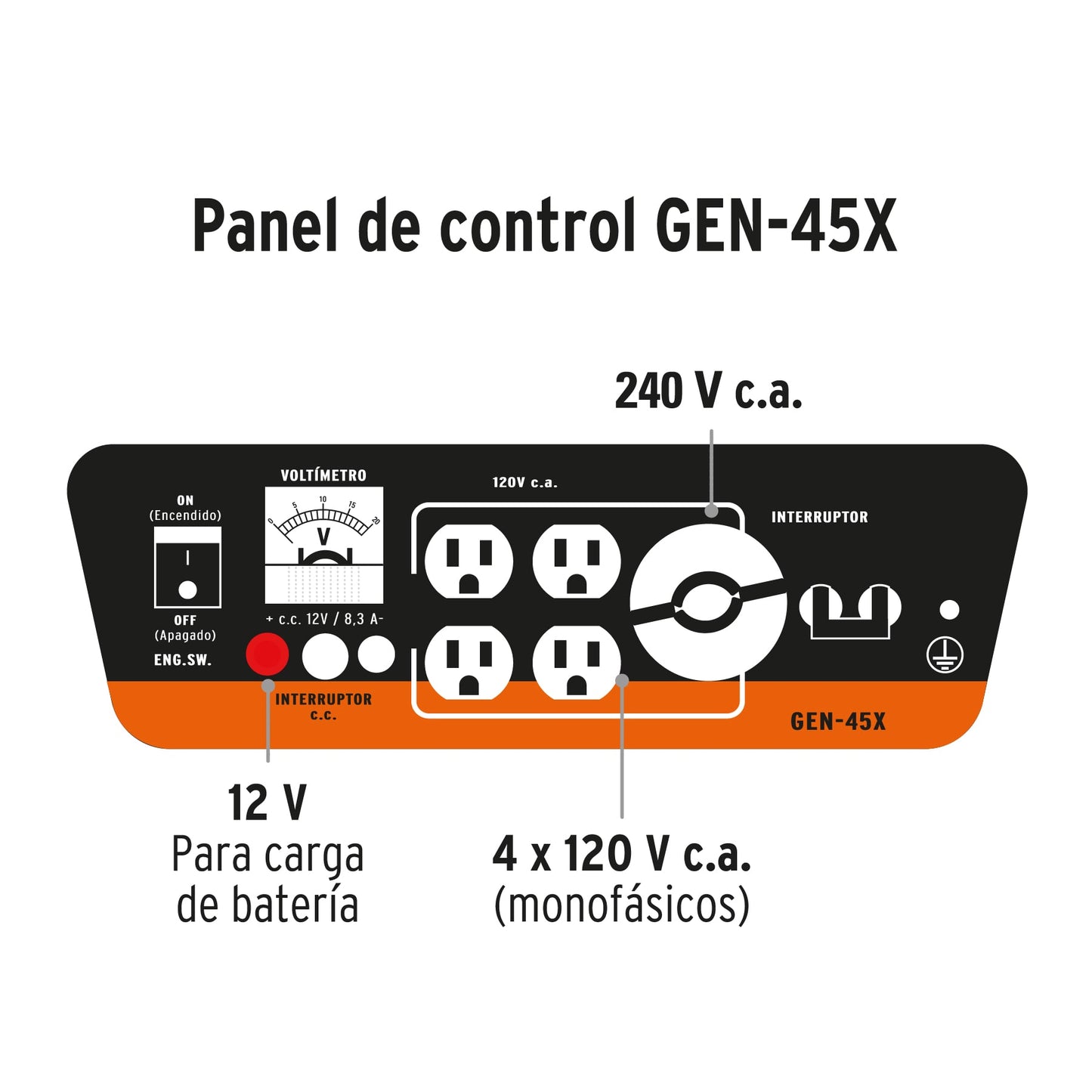 Generador eléctrico a gasolina, 4,500 W