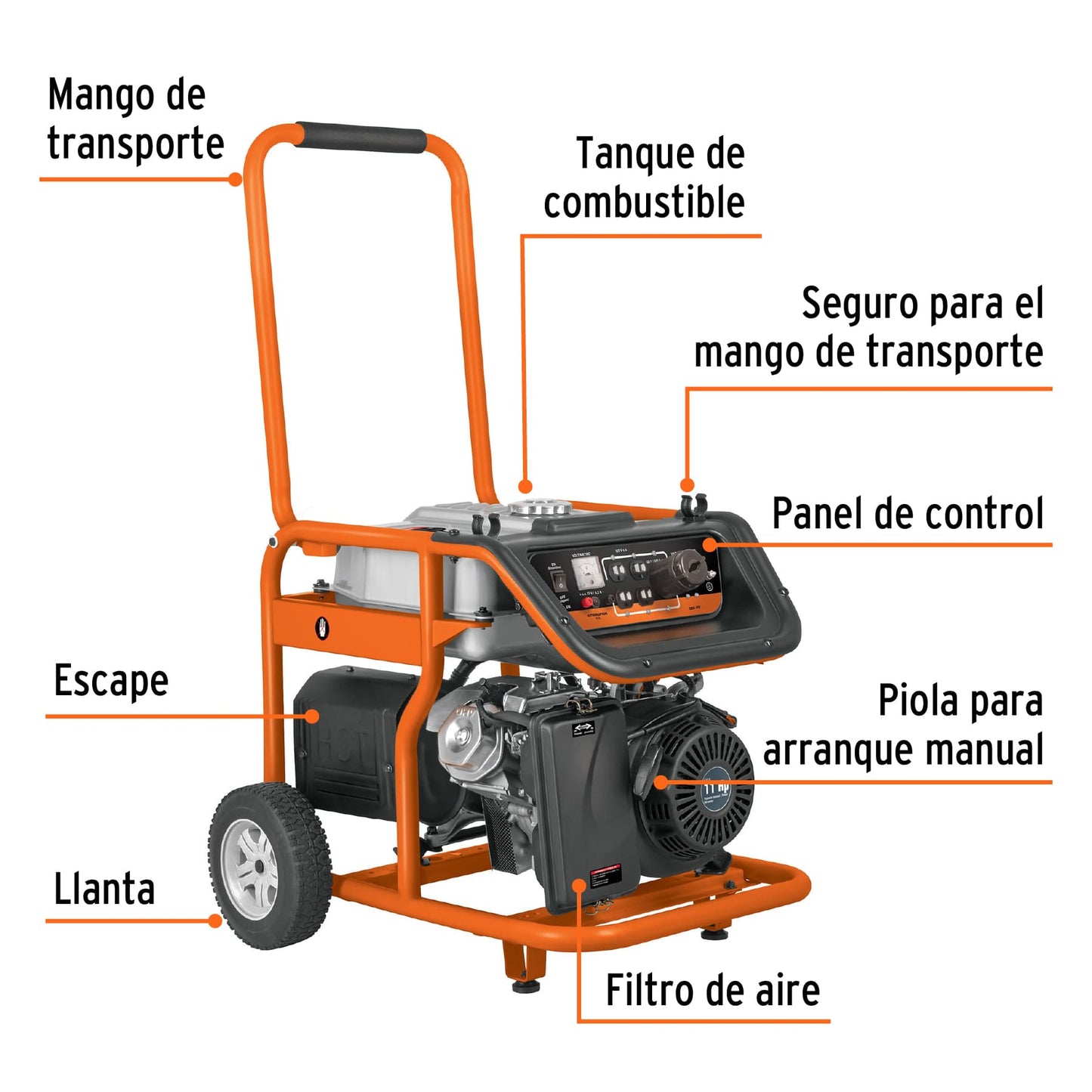 Generador eléctrico a gasolina, 4,500 W