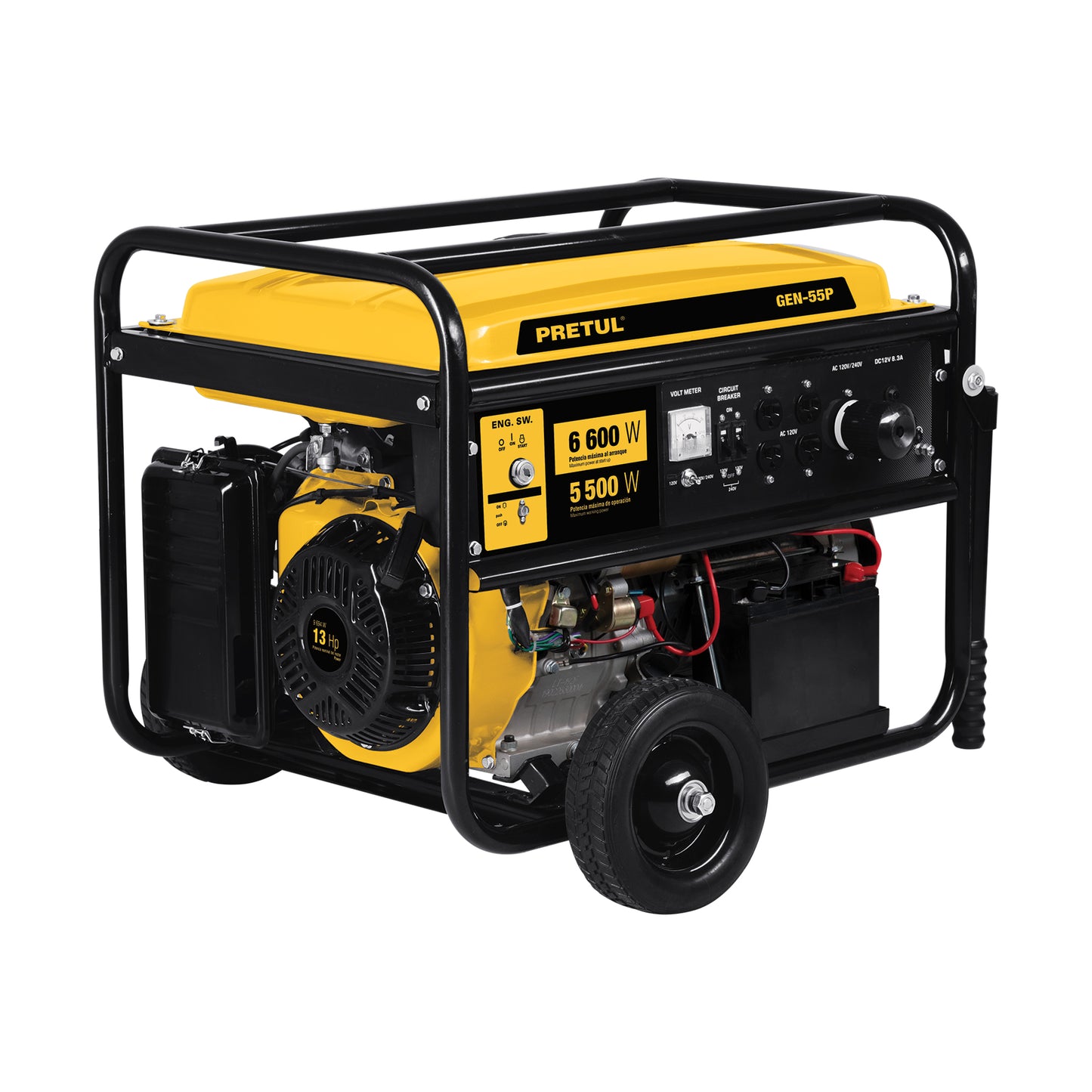 Generador eléctrico a gasolina, 5,500 w, Pretul