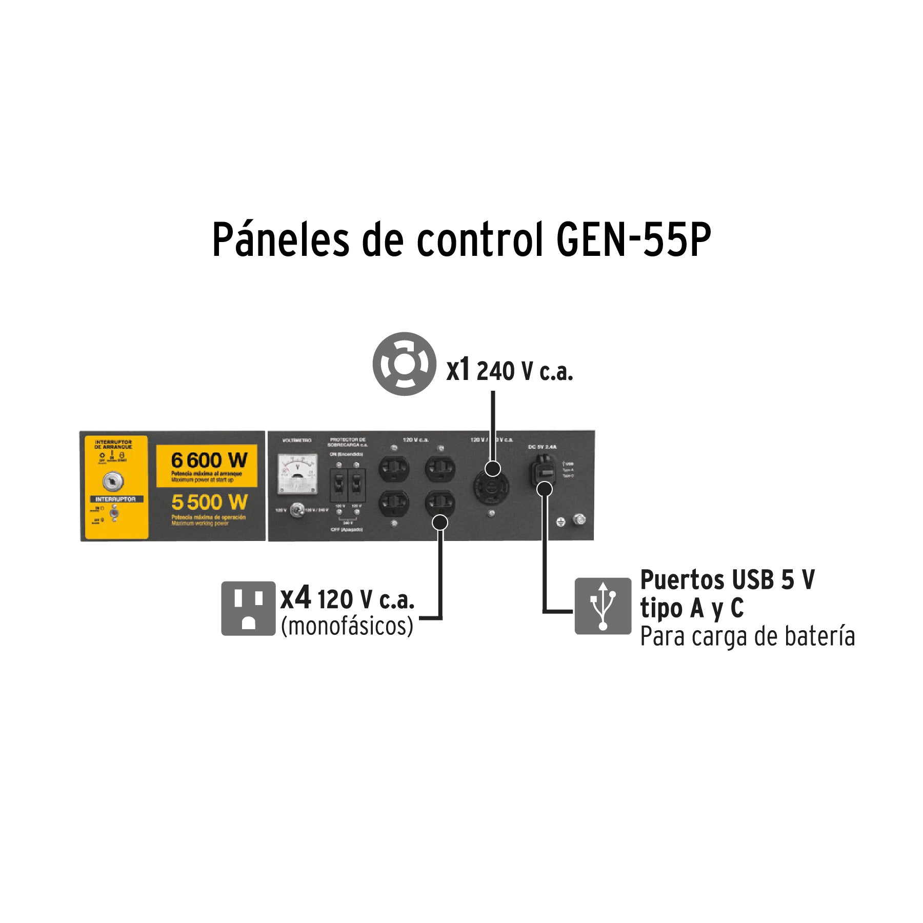 Generador eléctrico a gasolina, 5,500 w, Pretul