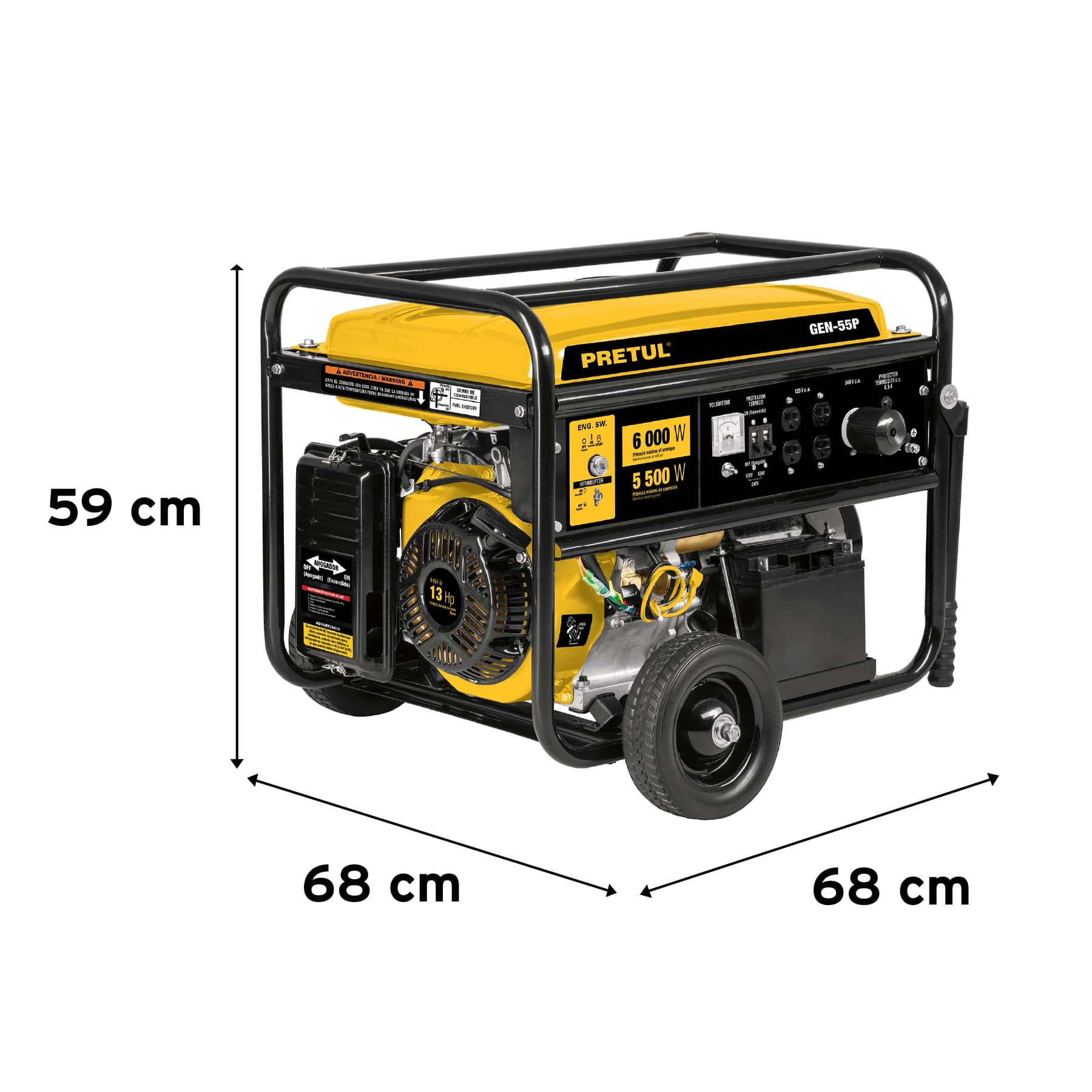 Generador eléctrico a gasolina, 5,500 w, Pretul