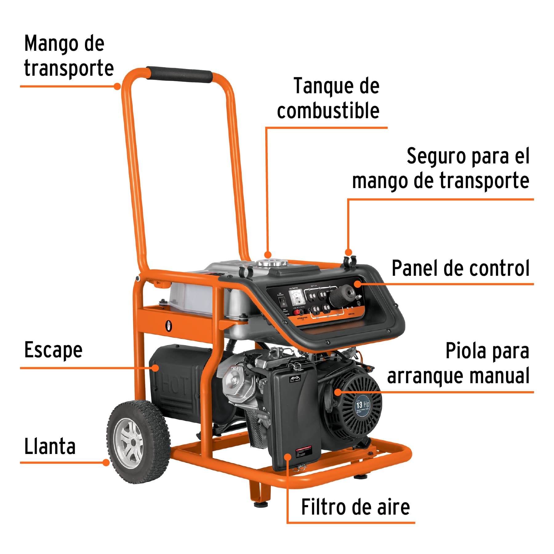 Generador eléctrico a gasolina, 5,500 W