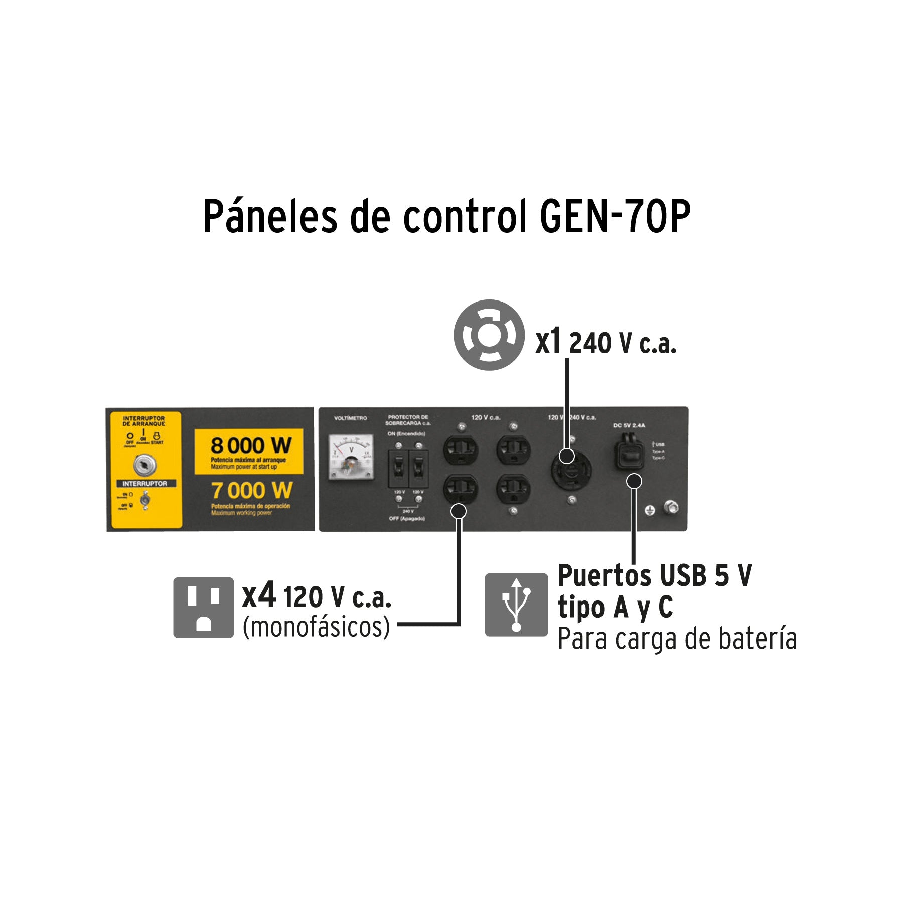 Generador eléctrico a gasolina, 7,000 w, Pretul
