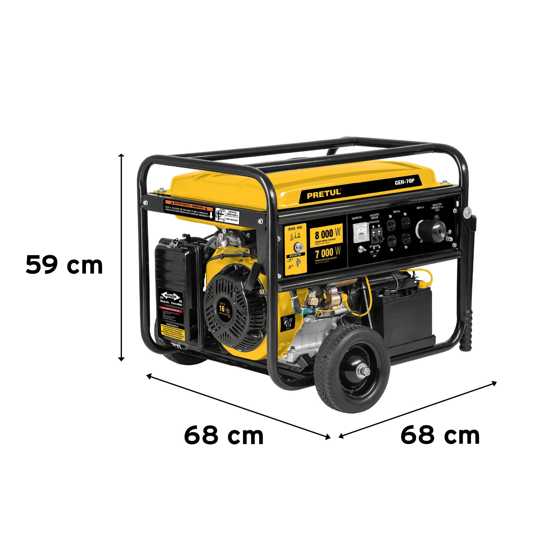 Generador eléctrico a gasolina, 7,000 w, Pretul