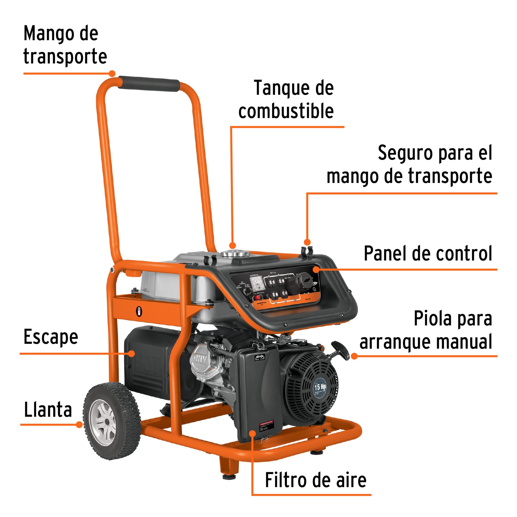 Generador eléctrico a gasolina, alta potencia, 8,000 W