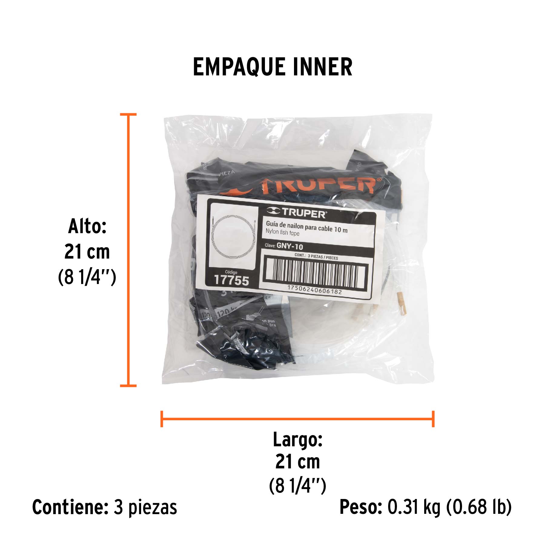Guía de nylon para cable 10 m