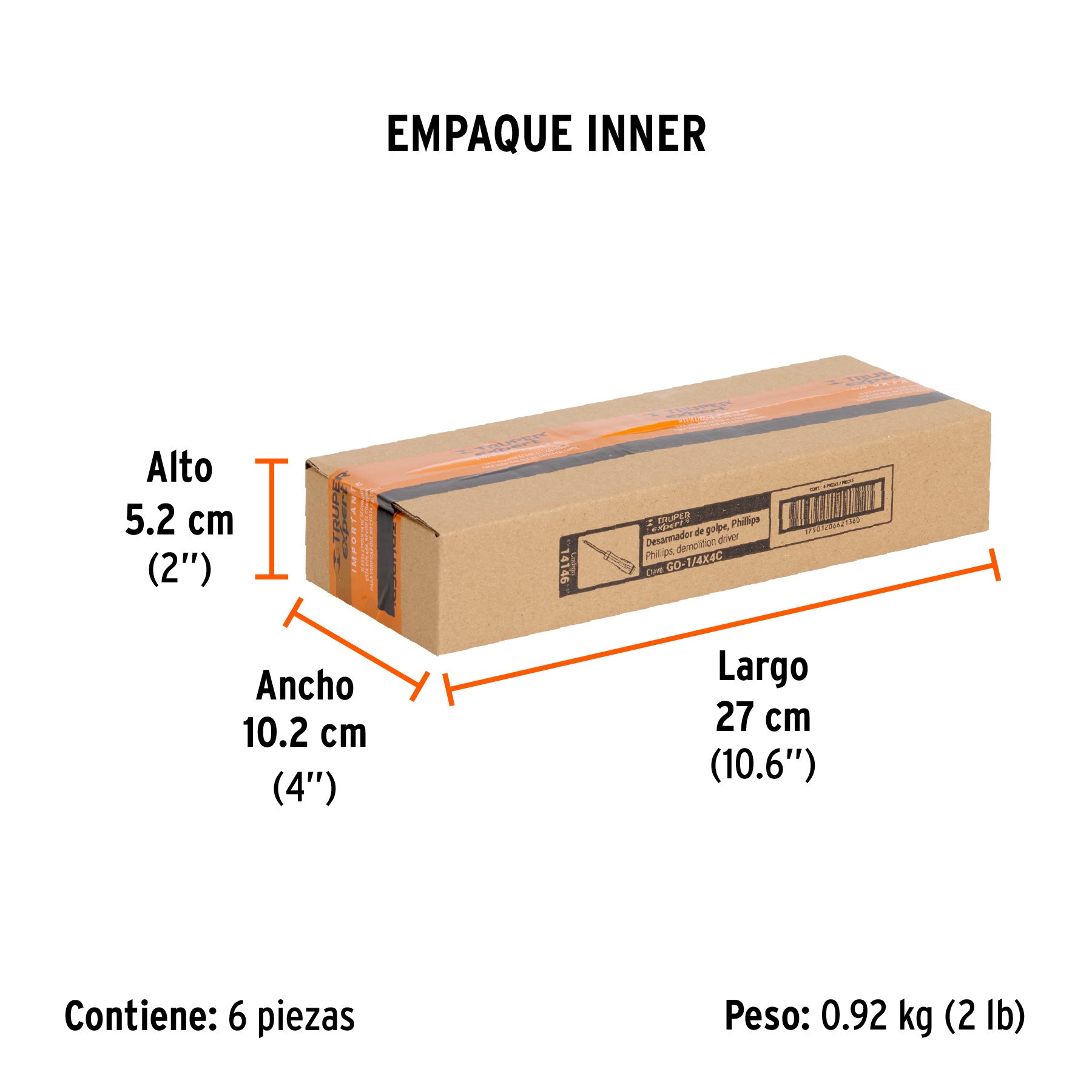 Desarmador de golpe, 1/4x4", de cruz