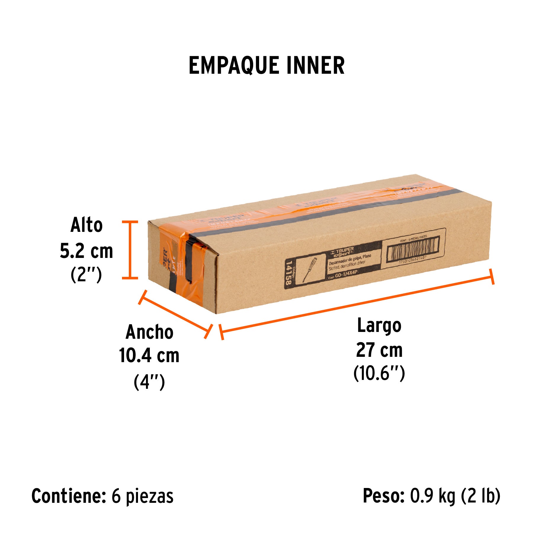Desarmador de golpe, 1/4x4", plano