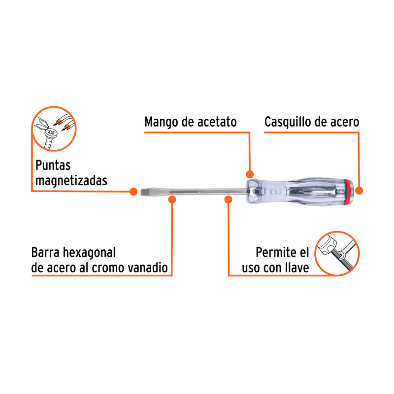 Desarmador de golpe, 1/4x4", plano