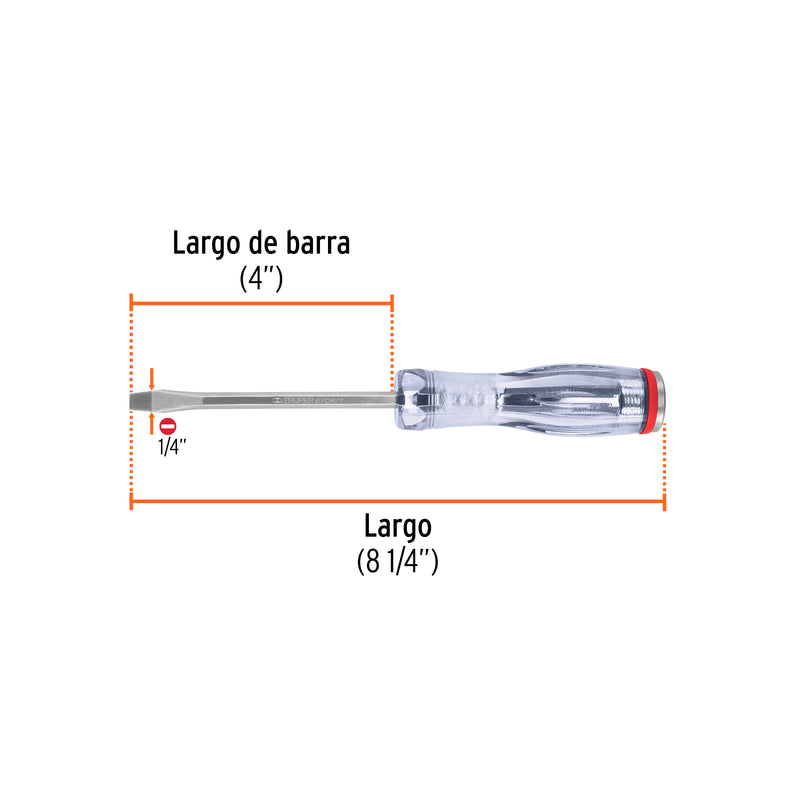 Desarmador de golpe, 1/4x4", plano