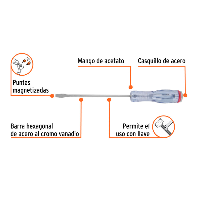 Desarmador de golpe, 1/4x6", plano