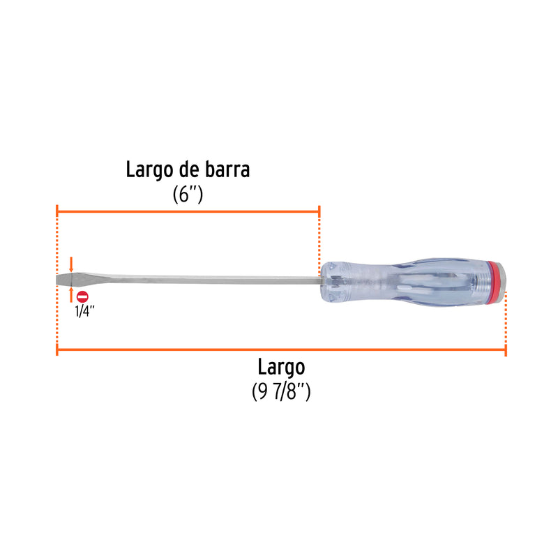 Desarmador de golpe, 1/4x6", plano