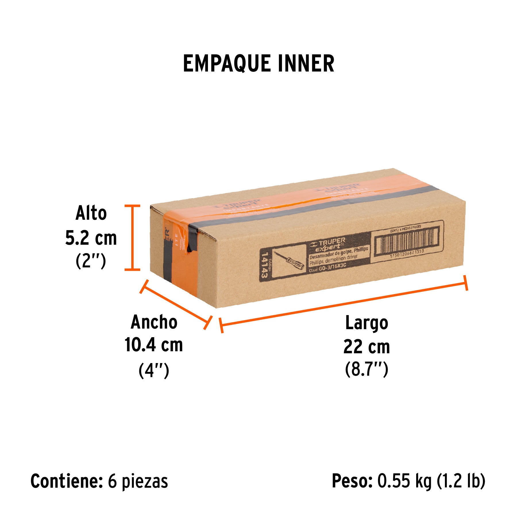 Desarmador de golpe, 3/16x3", de cruz