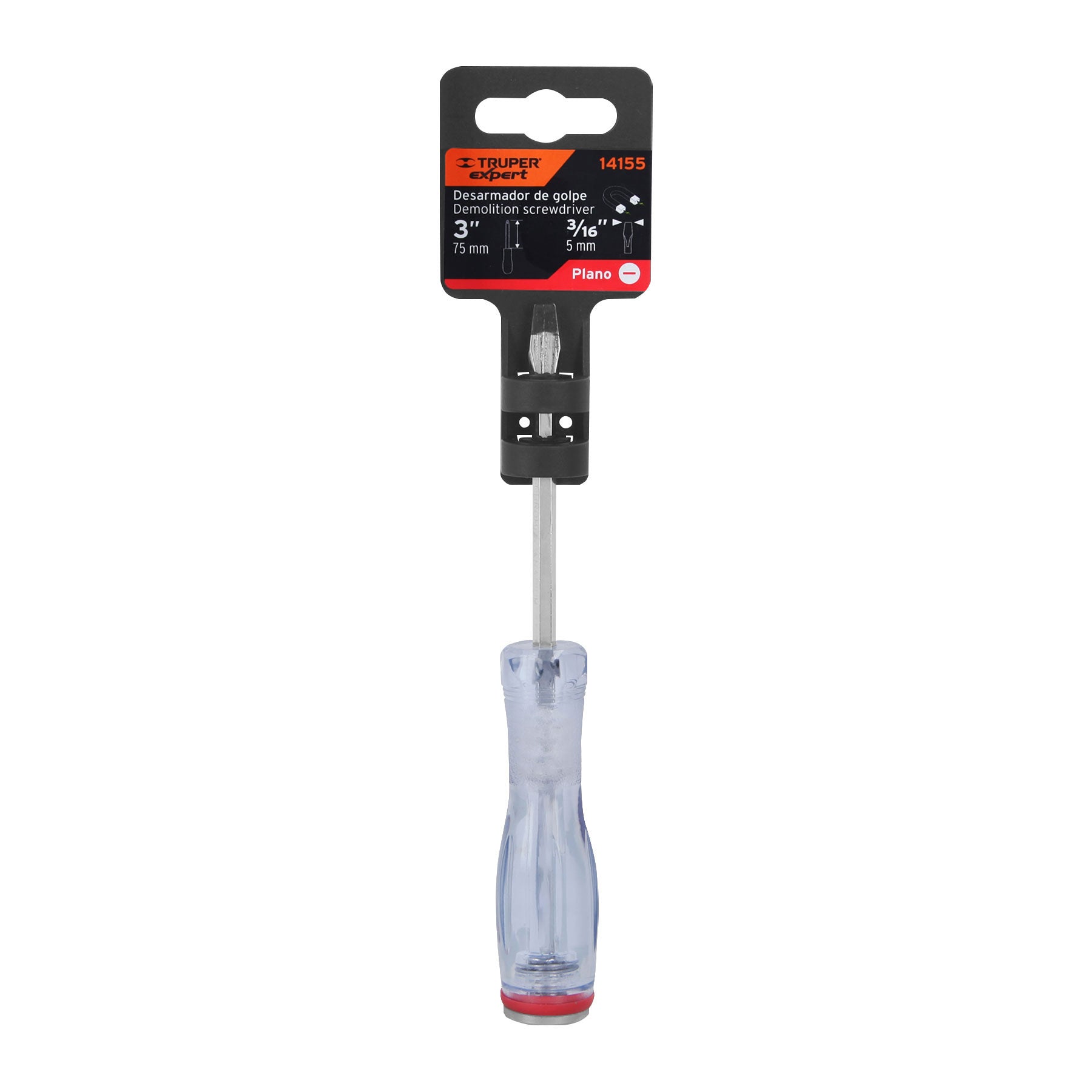 Desarmador de golpe, 3/16x3", plano