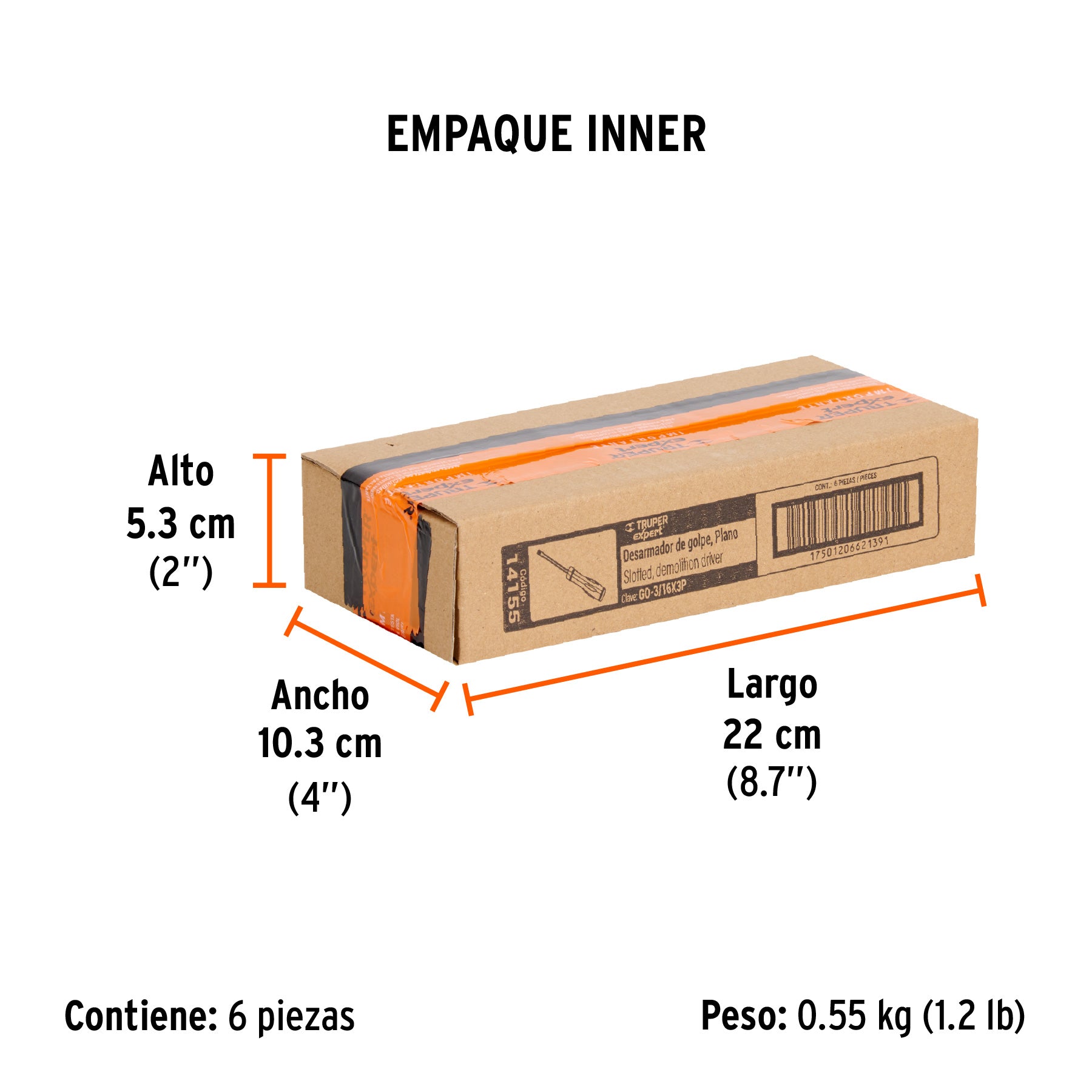 Desarmador de golpe, 3/16x3", plano