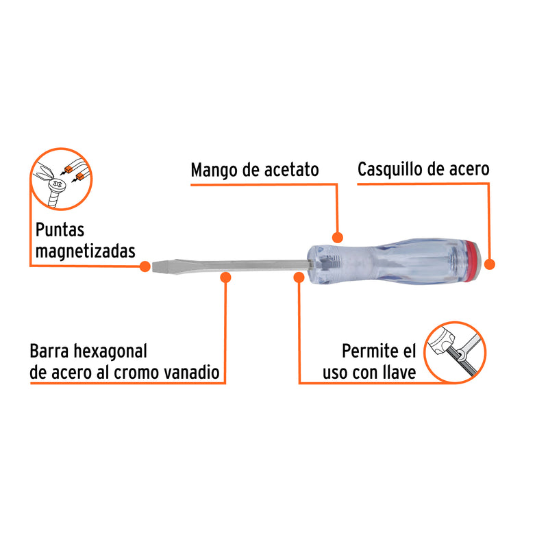 Desarmador de golpe, 3/16x3", plano