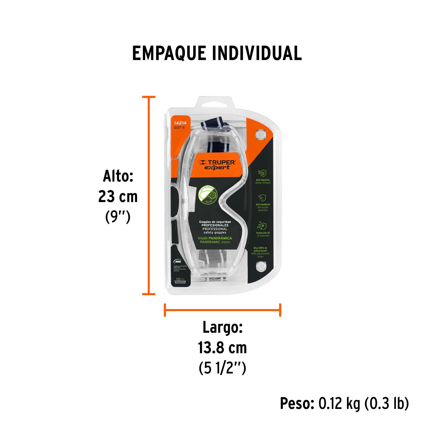 Goggles de seguridad, Profesionales, mica transparente