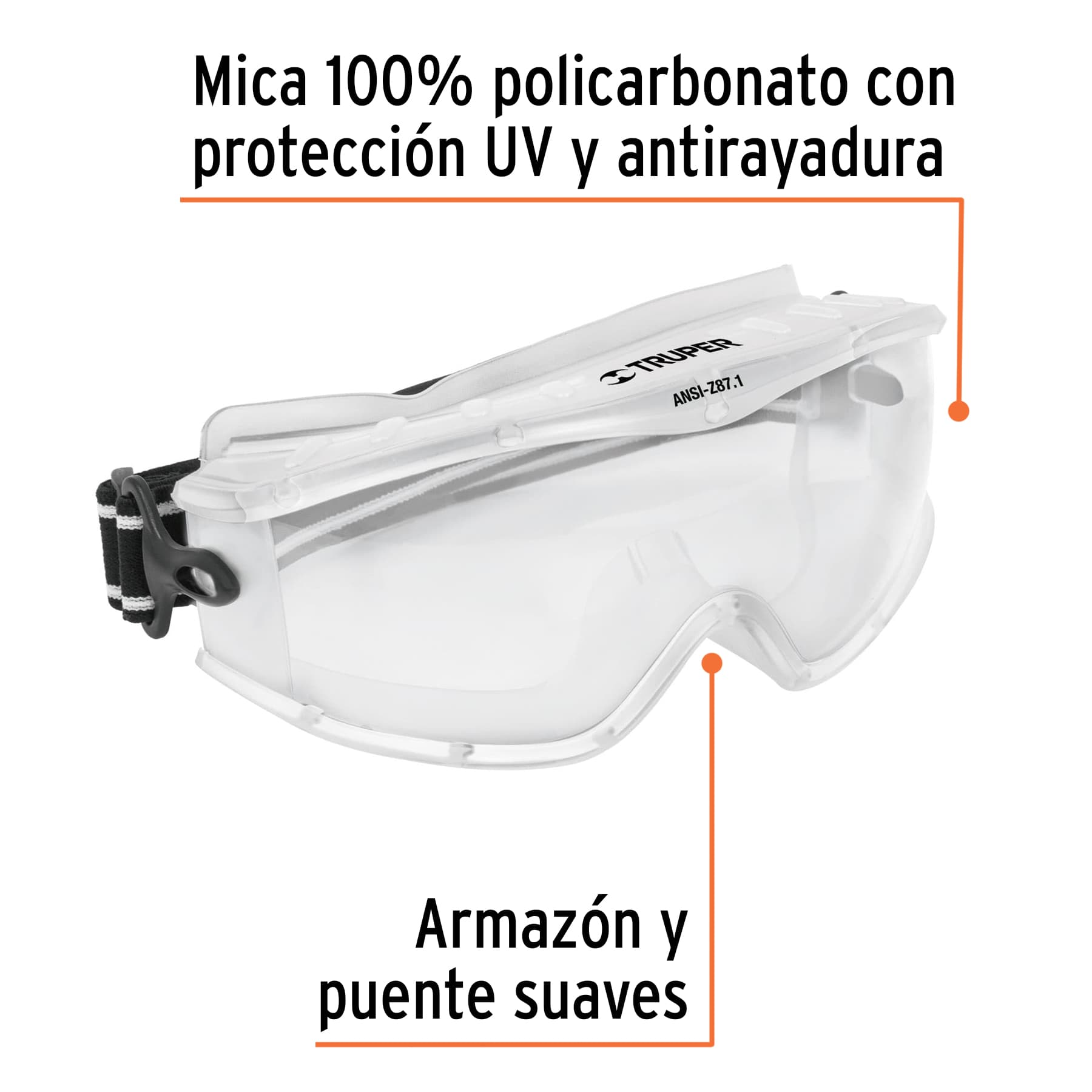Goggles de seguridad, Profesionales, mica transparente