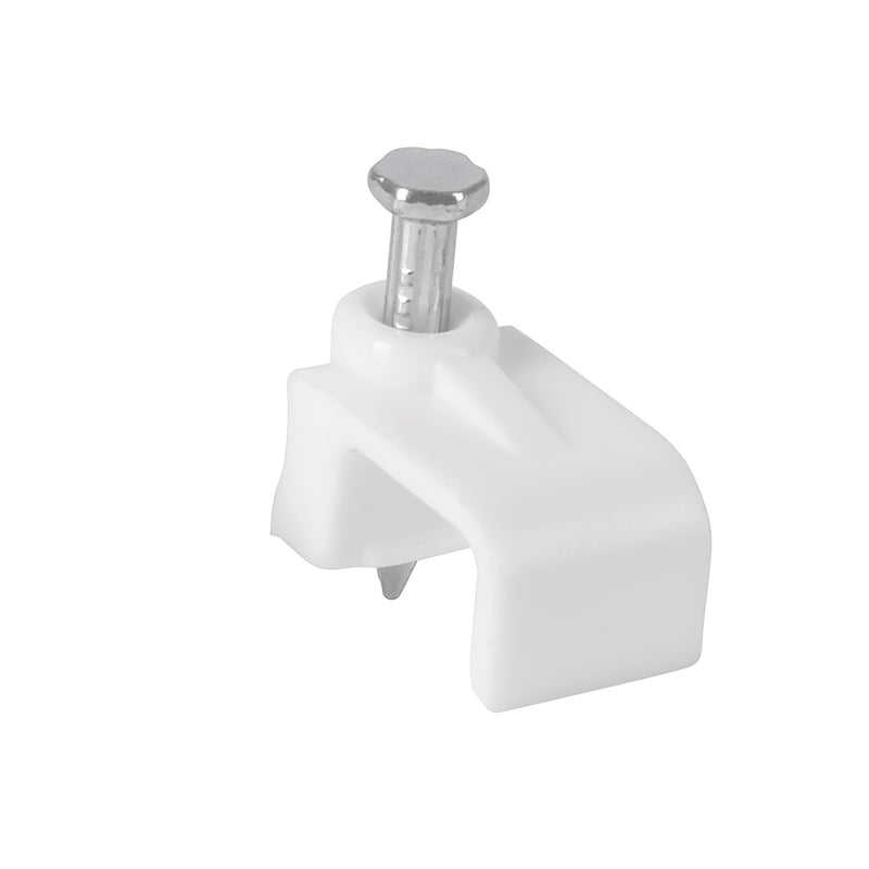Grapa para cable plano, 6 x 9.5 mm, blanca, bolsa 500 pzas