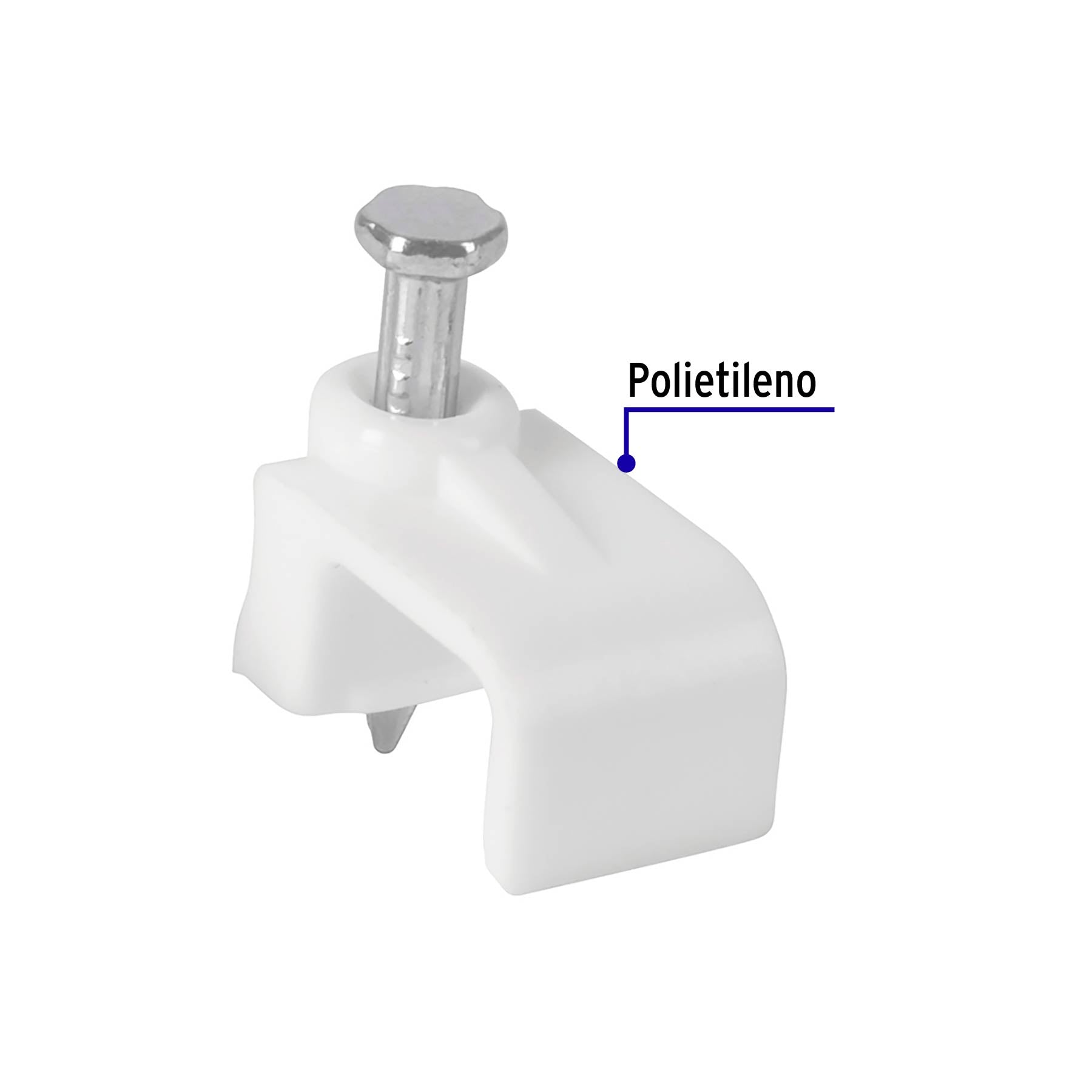 Grapa para cable plano, 6 x 9.5 mm, blanca, bolsa 500 pzas