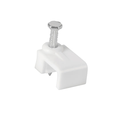 Grapa para cable plano, 5 X 8.5 mm, blanca, bolsa 500 pzas