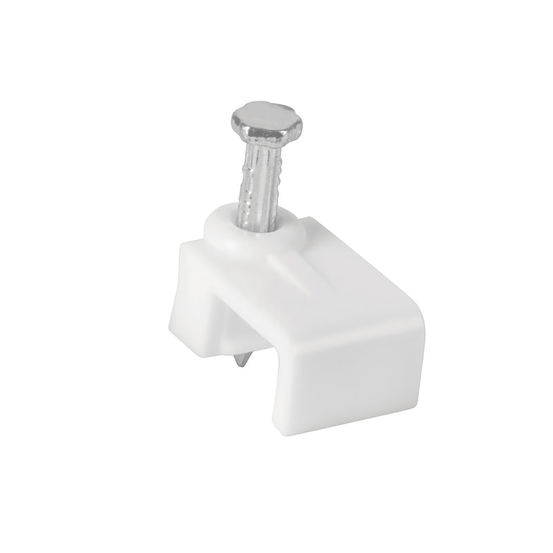 Grapa para cable plano, 5 X 8.5 mm, blanca, bolsa 500 pzas
