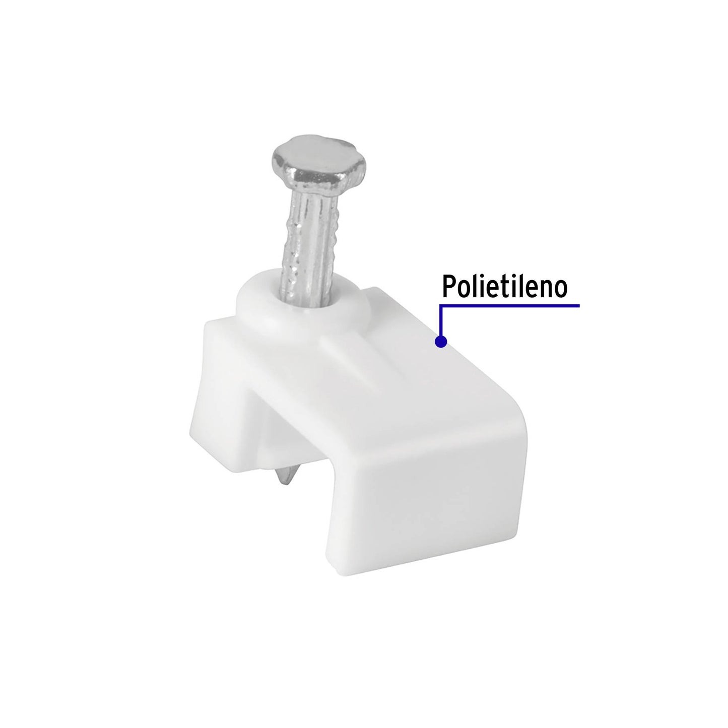 Grapa para cable plano, 5 X 8.5 mm, blanca, bolsa 500 pzas