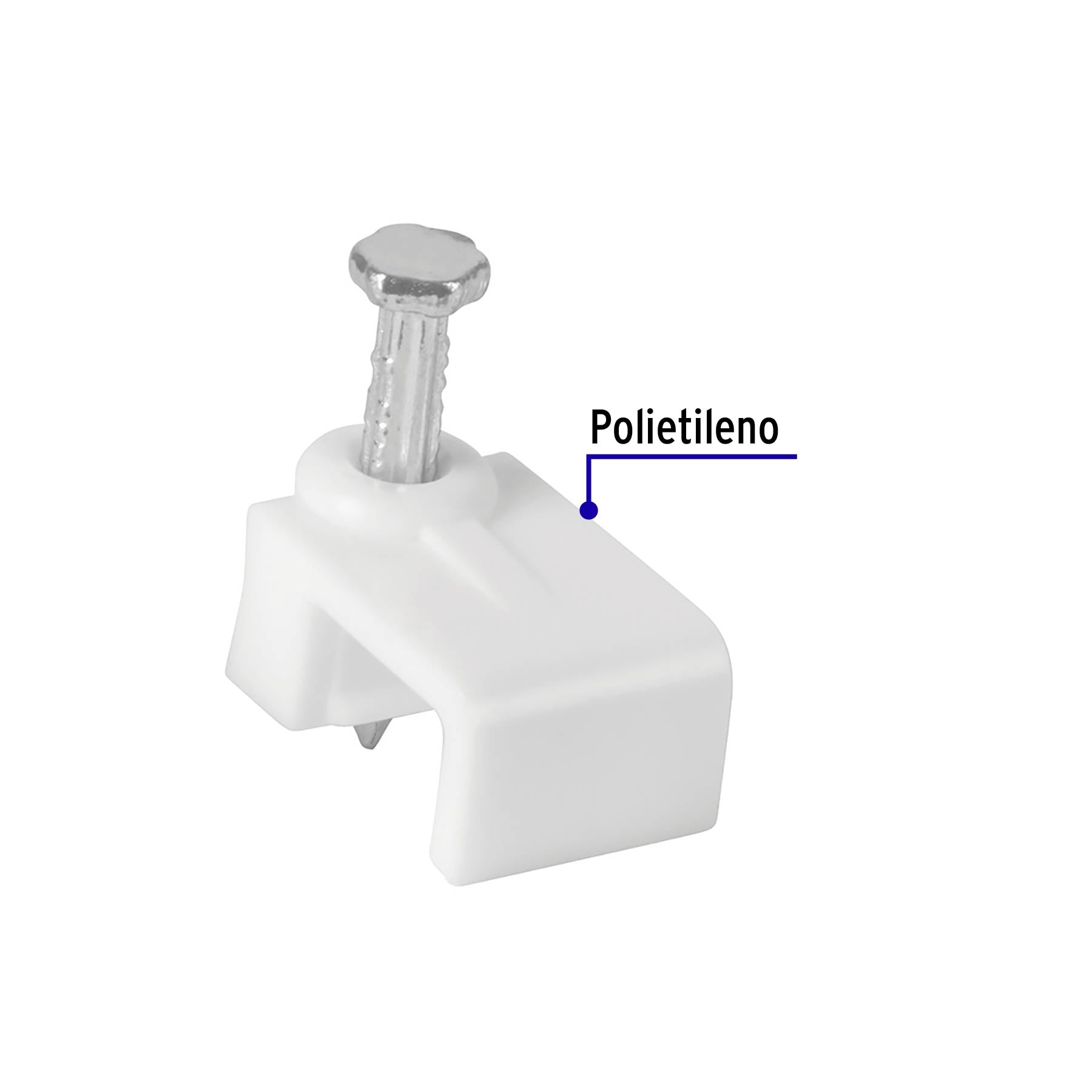 Grapa para cable plano, 5 X 8.5 mm, blanca, bolsa 20 pzas