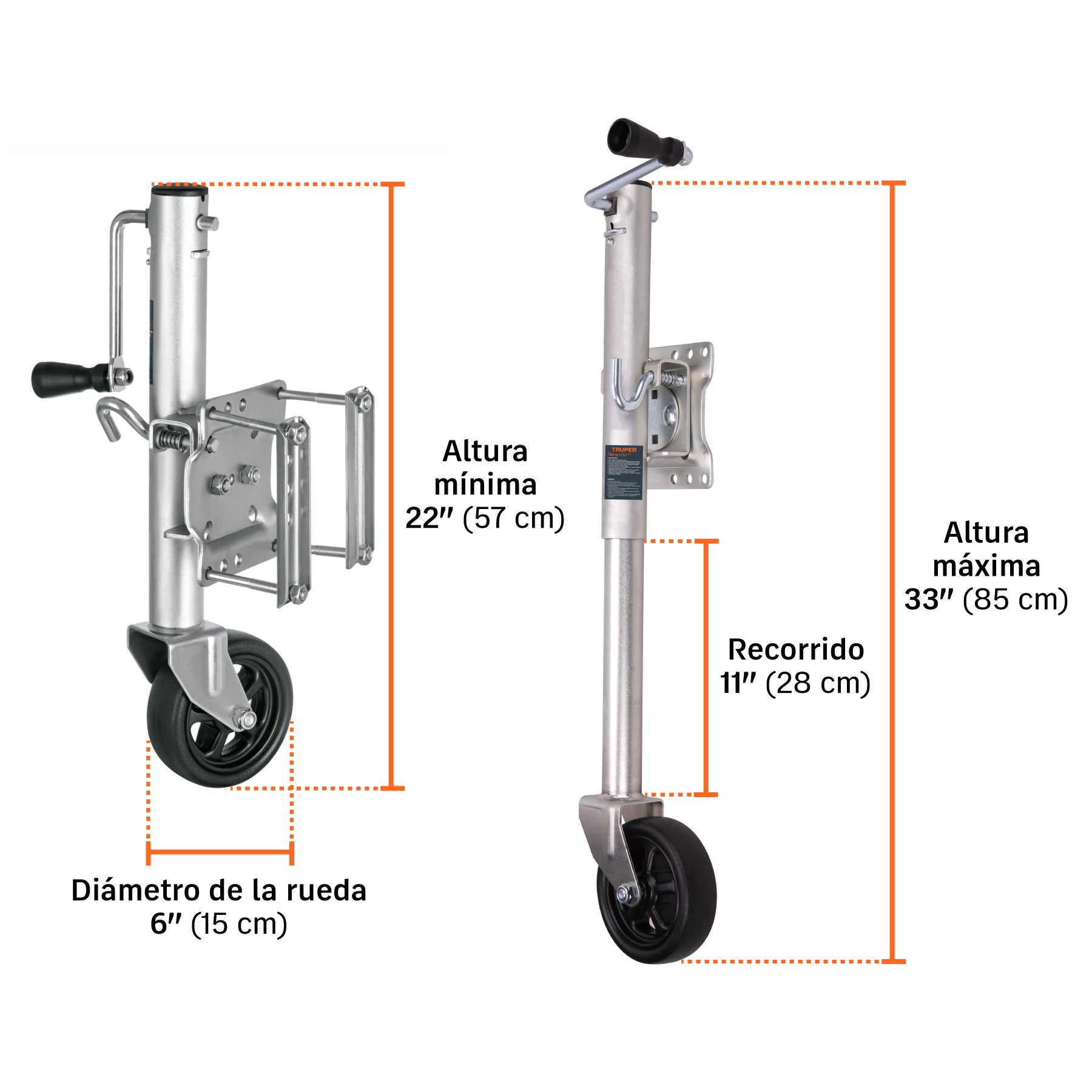 Gato giratorio para remolque con rueda,1000 lbs, TRUPER