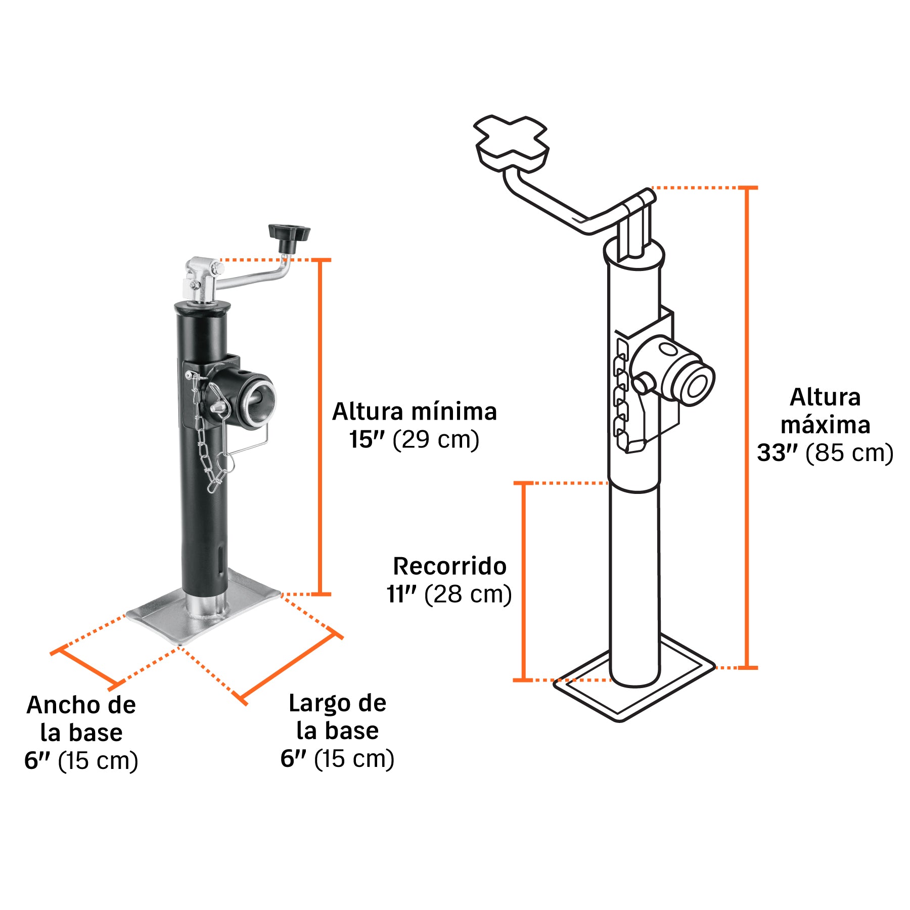 Gato fijo para remolque con base, 2000 lbs, TRUPER