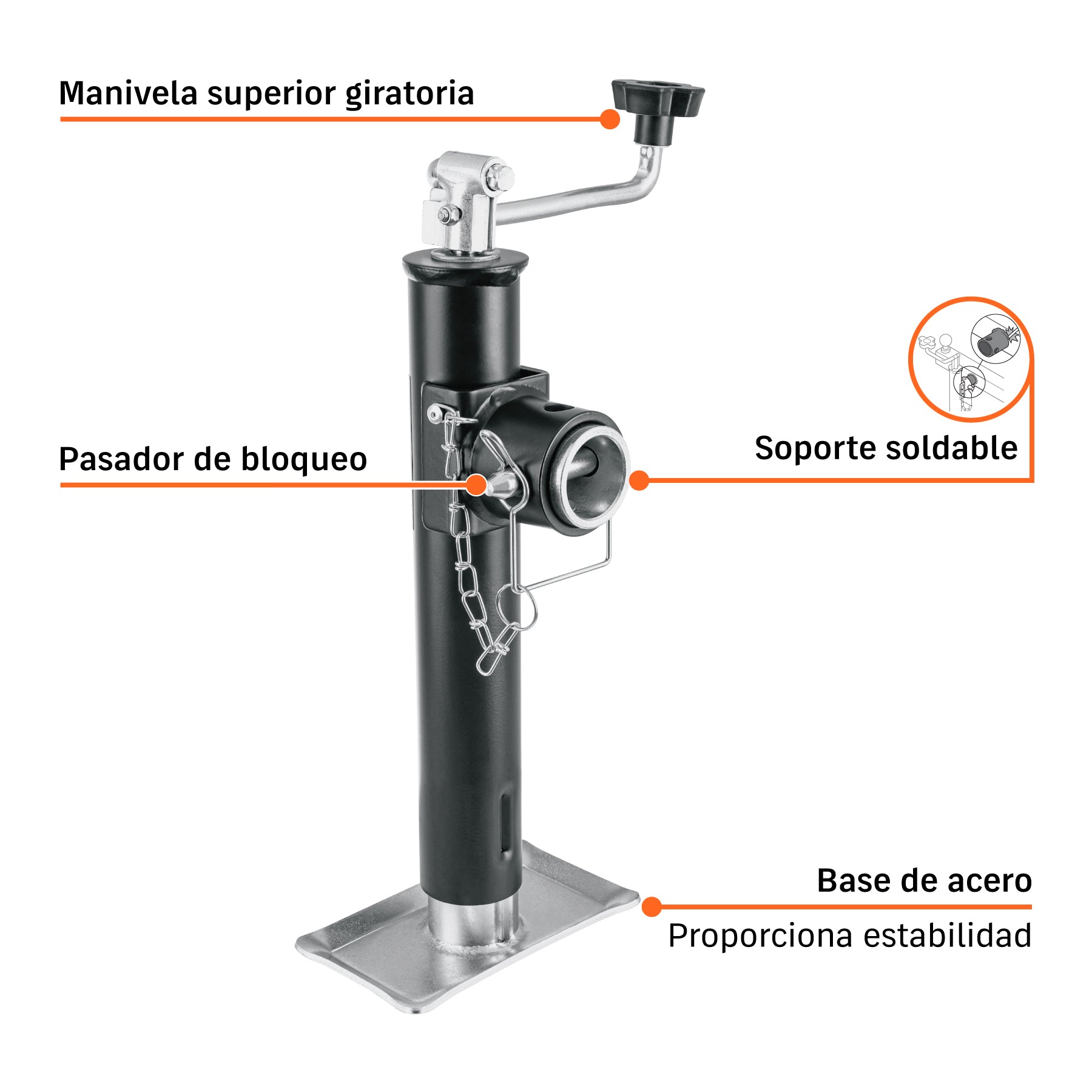 Gato fijo para remolque con base, 2000 lbs, TRUPER