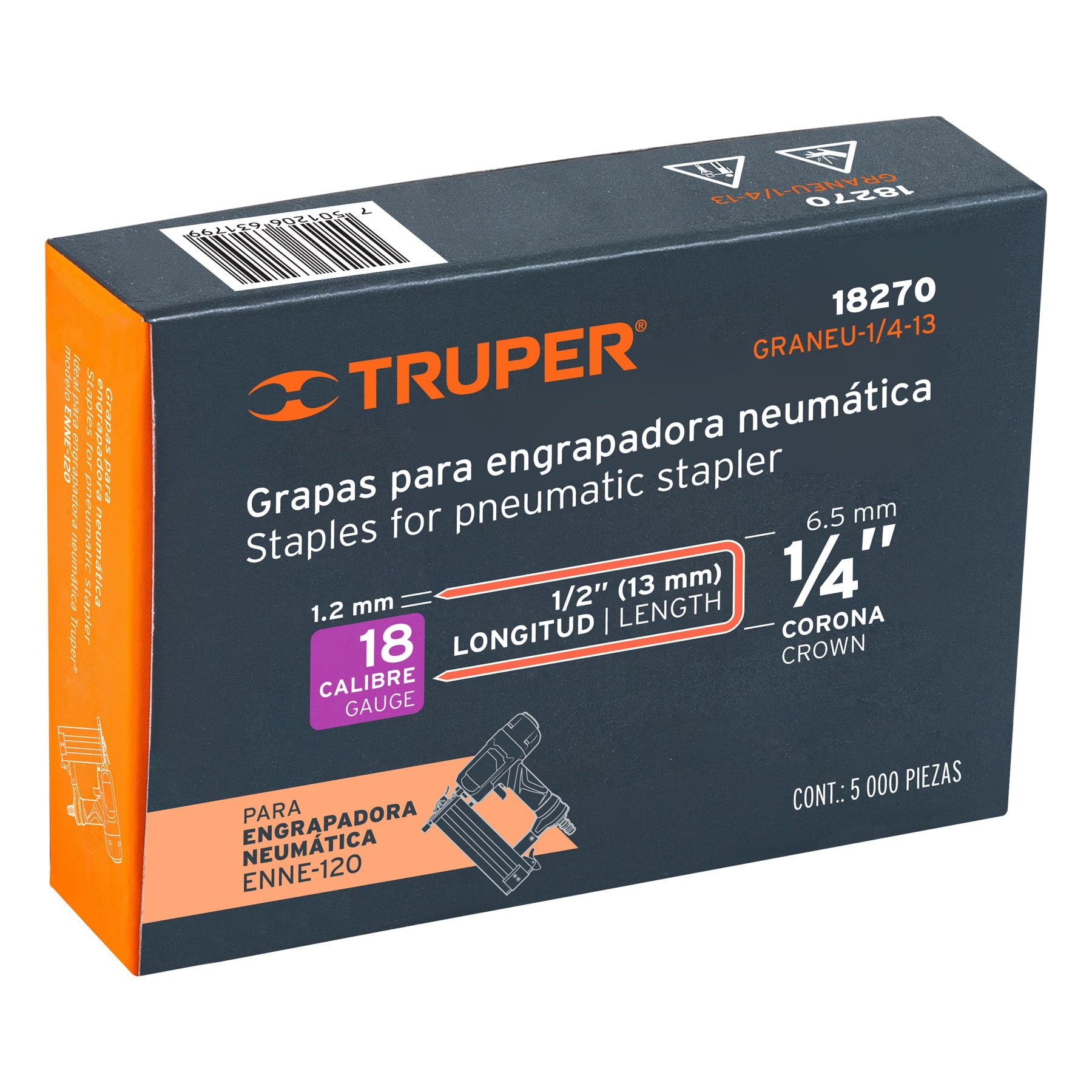 Grapas para engrapadora neumática ENEU-1/4, 13mm, 5000 pzas