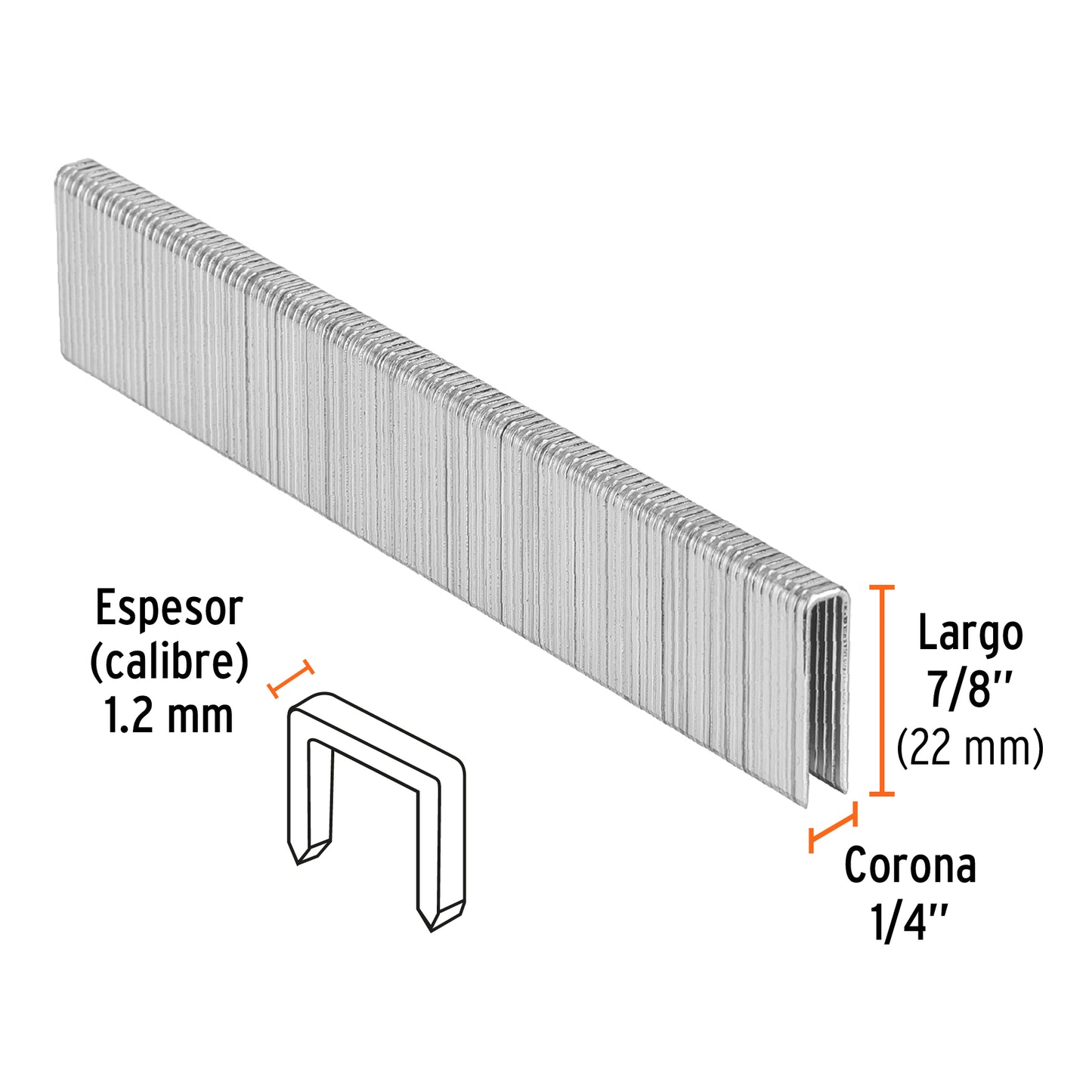 Grapas para engrapadora neumática ENEU-1/4, 22mm, 5000 pzas