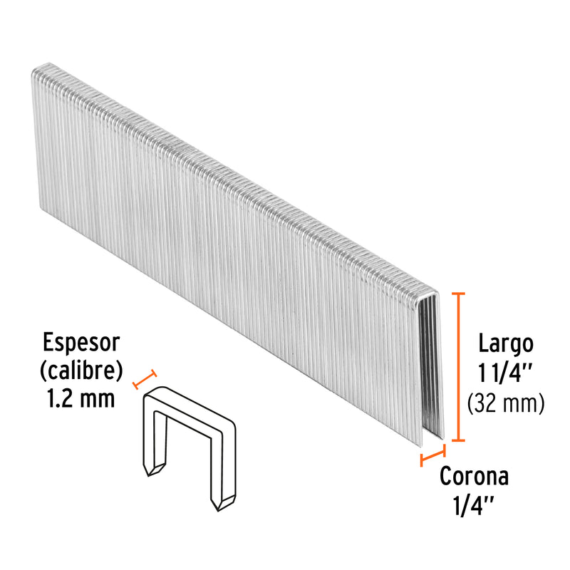 Grapas para engrapadora neumática ENEU-1/4, 32mm, 5000 pzas
