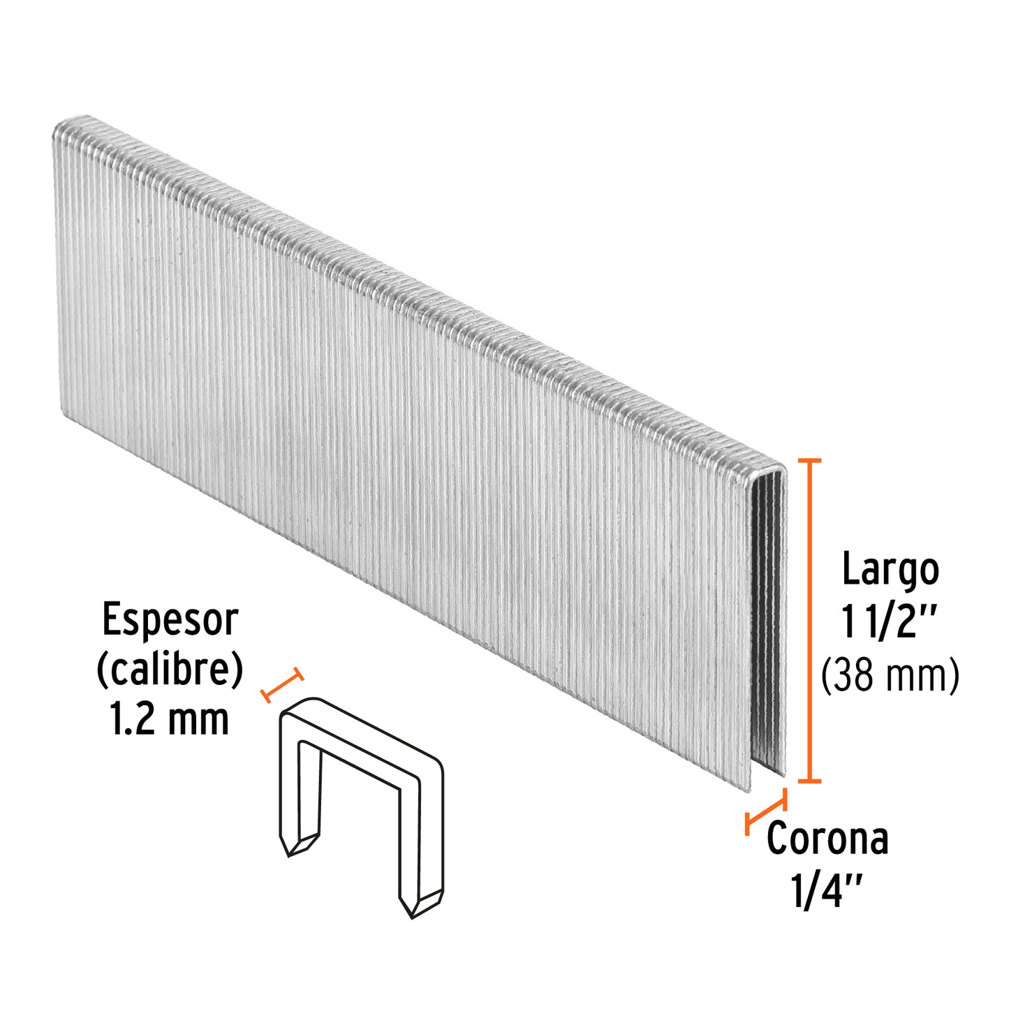 Grapas para engrapadora neumática ENEU-1/4, 38mm, 5000 pzas