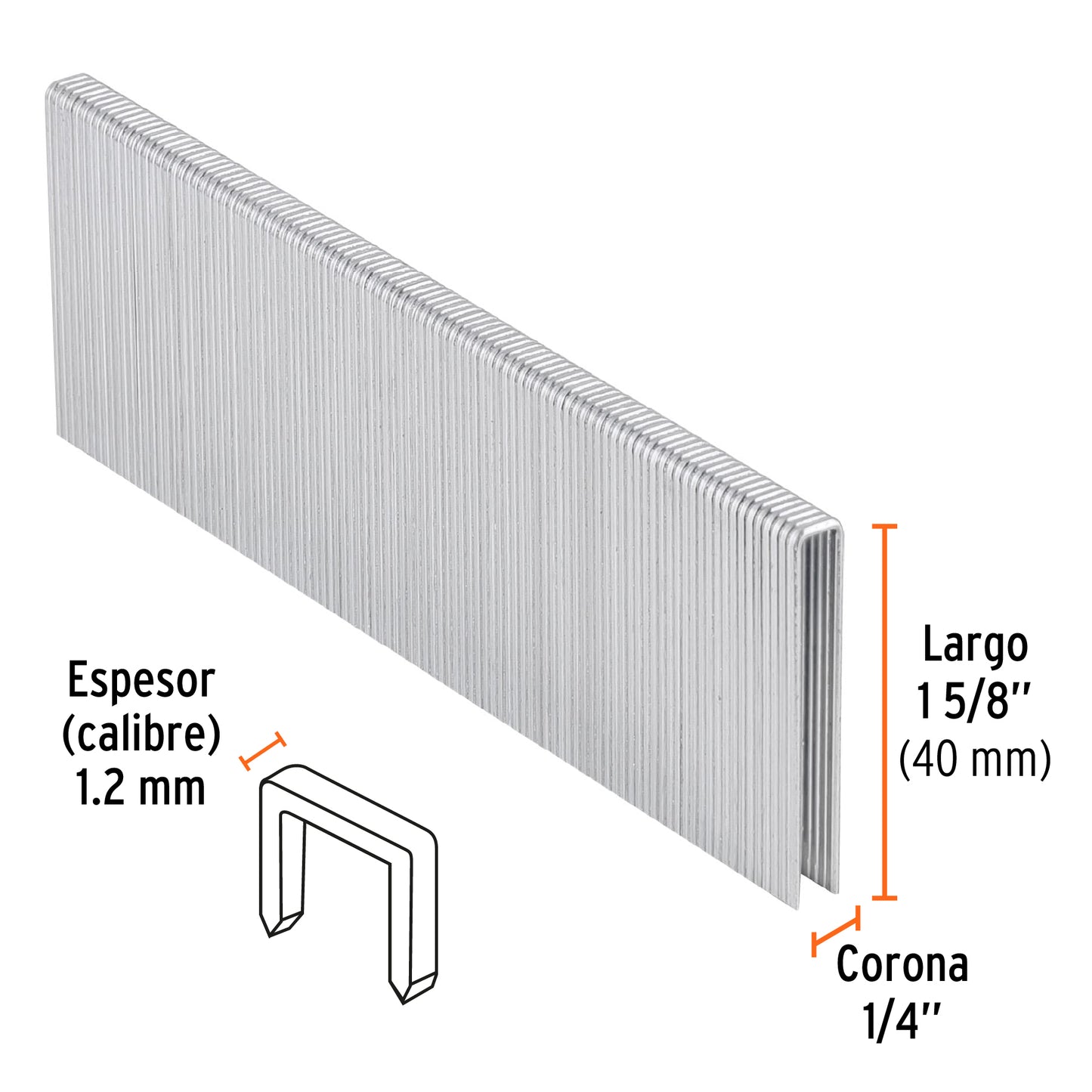 Grapas para engrapadora neumática ENEU-1/4, 40mm, 5000 pzas