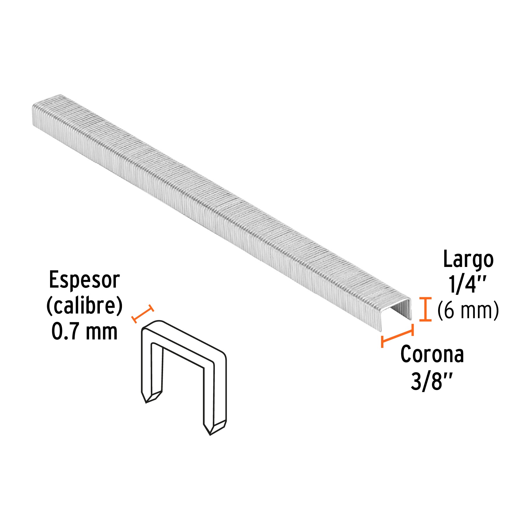 Grapas para engrapadora neumática ENEU-3/8, 6mm, 5000 pzas