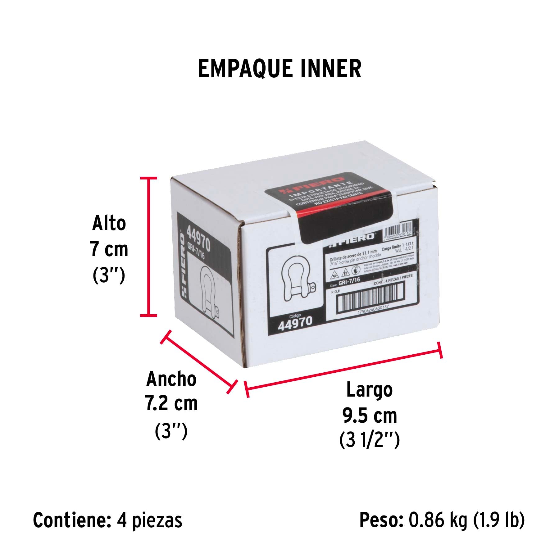 Grillete de 7/16"
